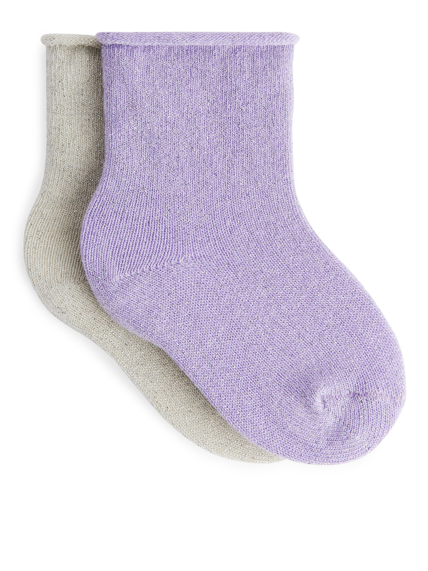 Calcetines brillantes para bebé, 2 pares-#B4A0C9-5404