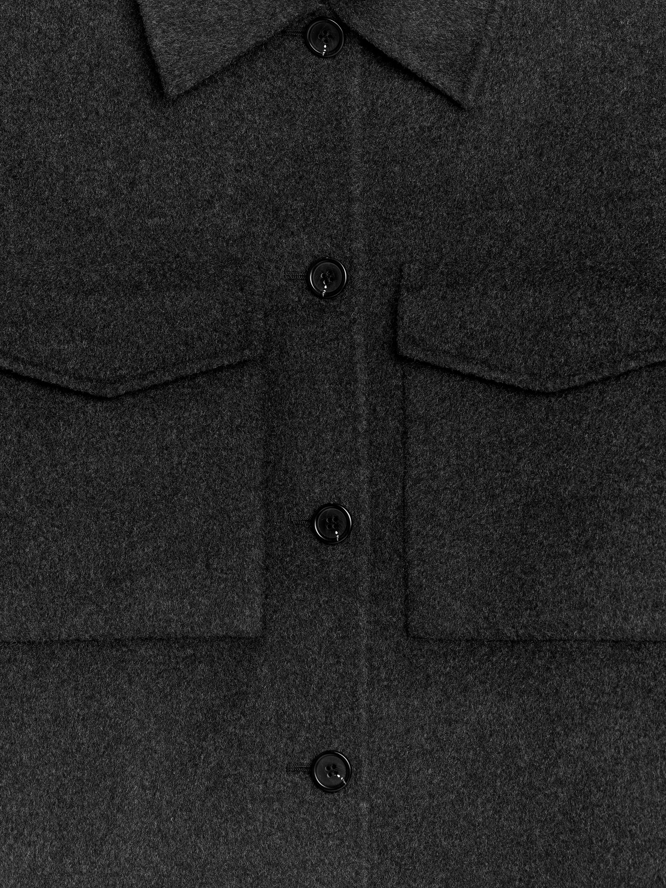Visa större bild: Dubbelvävd overshirt i ull - Mörkgråmelerad - DAM | H&M FI 2