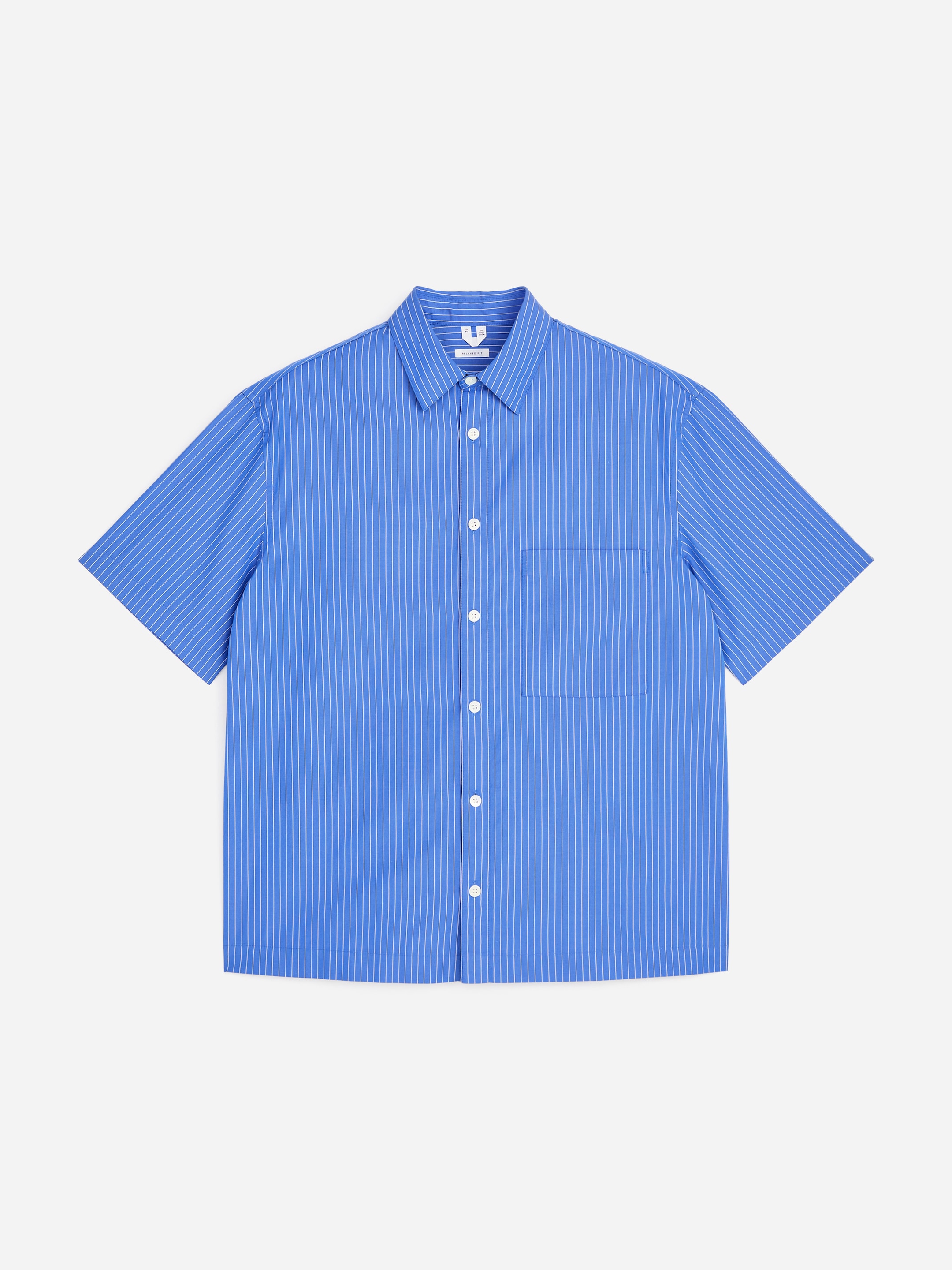 Short-Sleeve Poplin Shirt - Light Blue/Striped - Relaxed fit - Men - StillMedia/DescriptiveStillLife - 1