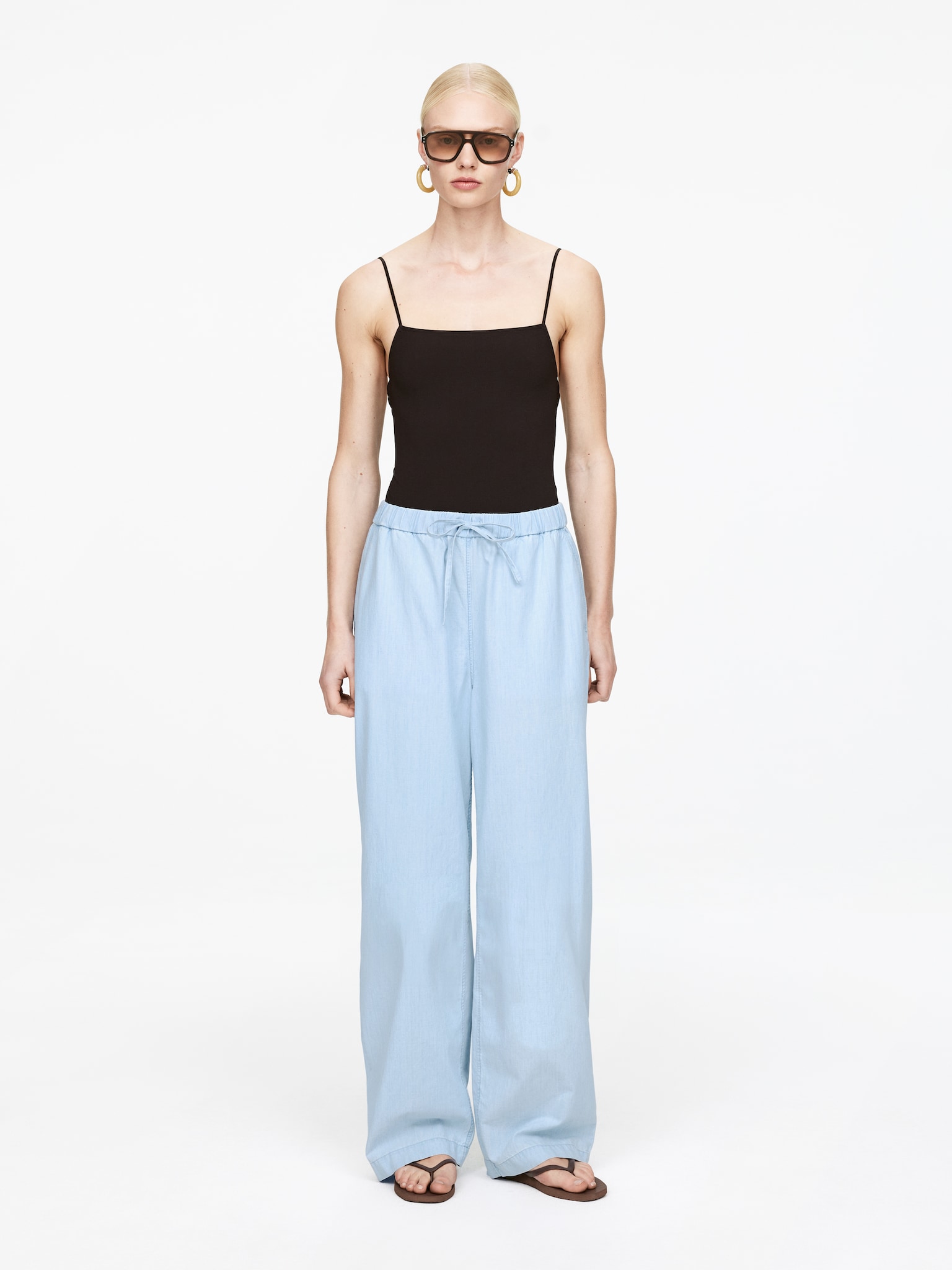 Helle Denim-Hose mit Kordelzug - Blau