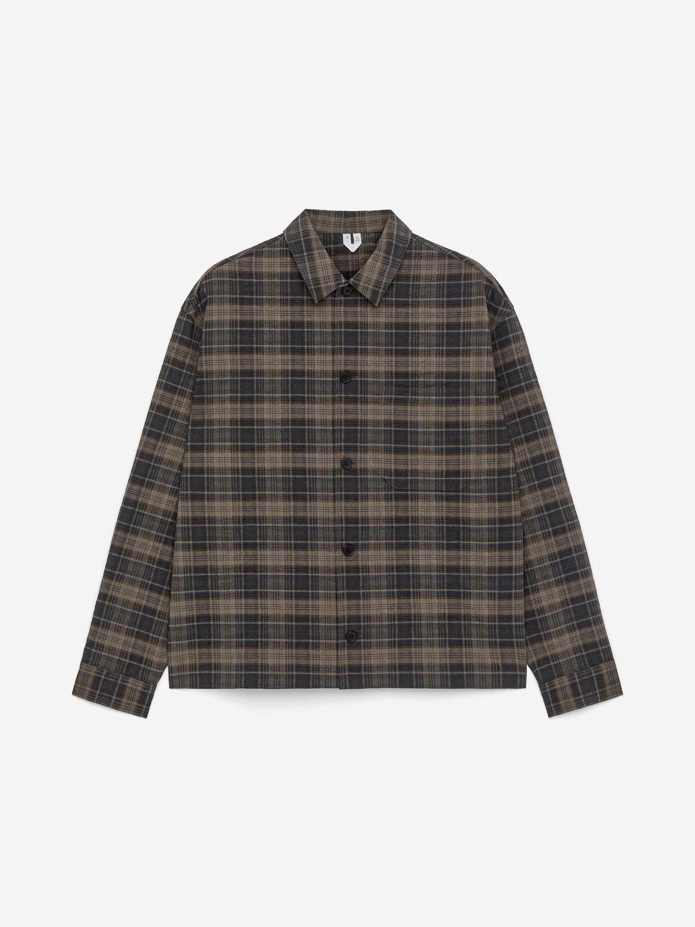 Wool Blend Overshirt - Tmavě hnědá