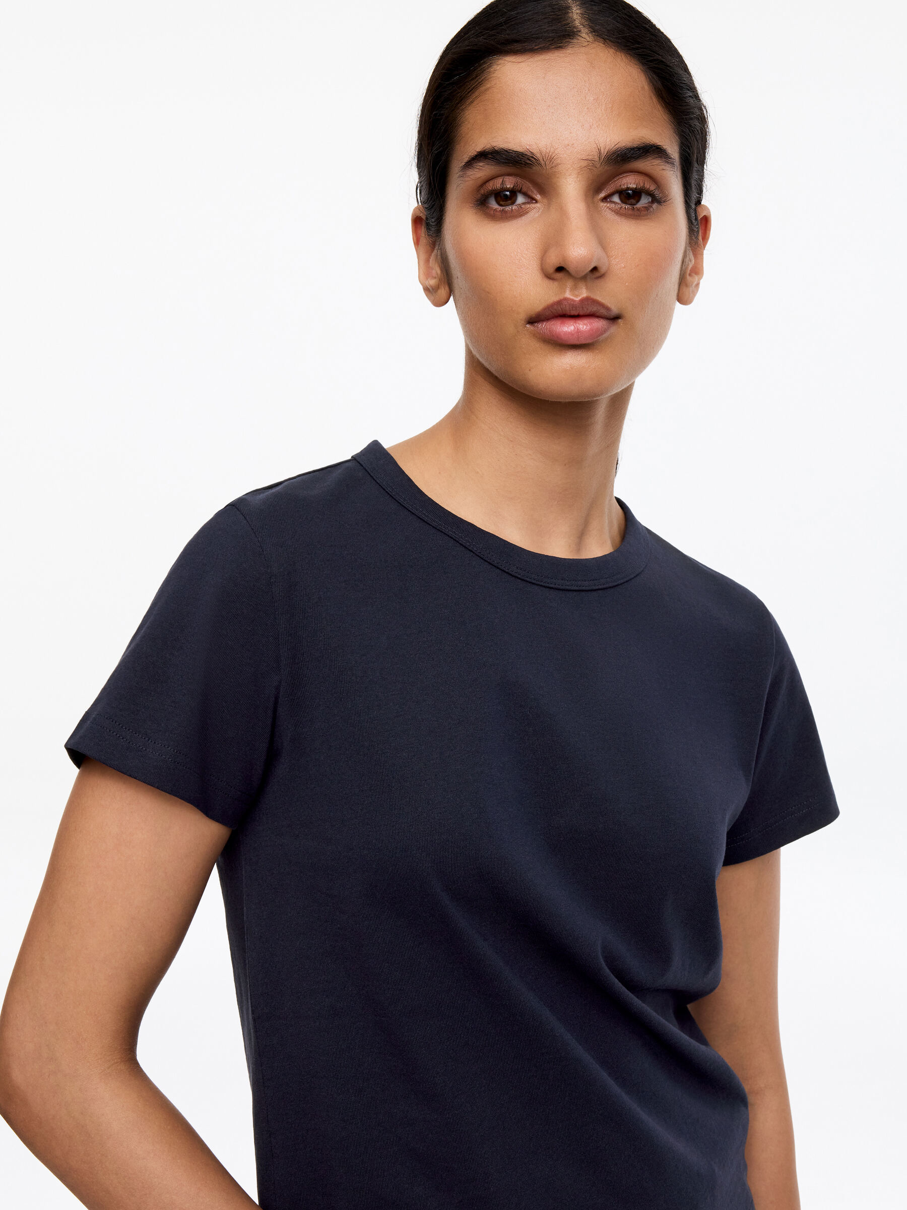 Neat Cotton T-Shirt - Dark Blue - Slim fit - Women - StillMedia/Lookbook - 4