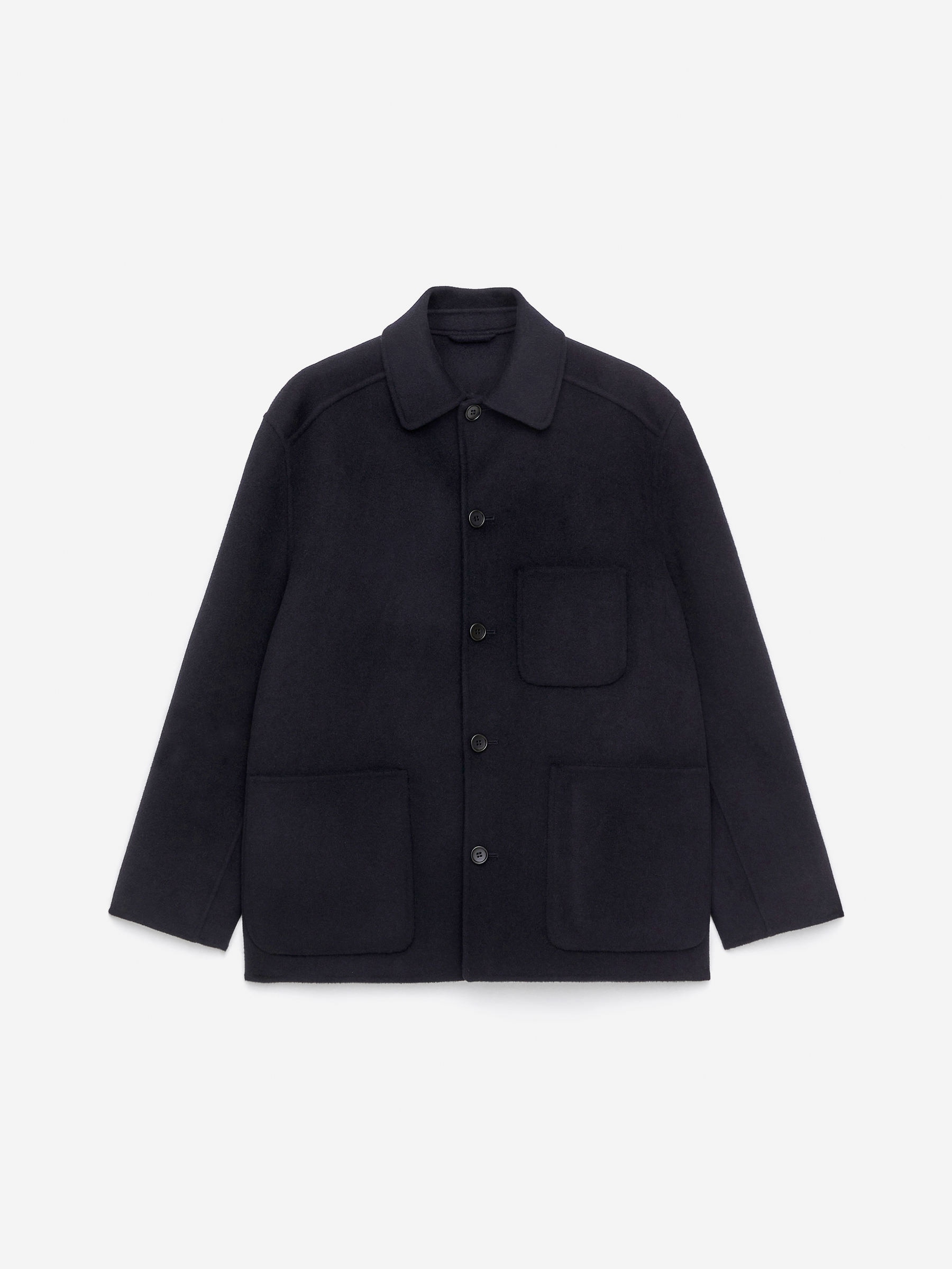 Double-Face Wool Blend Jacket-Blue-16428