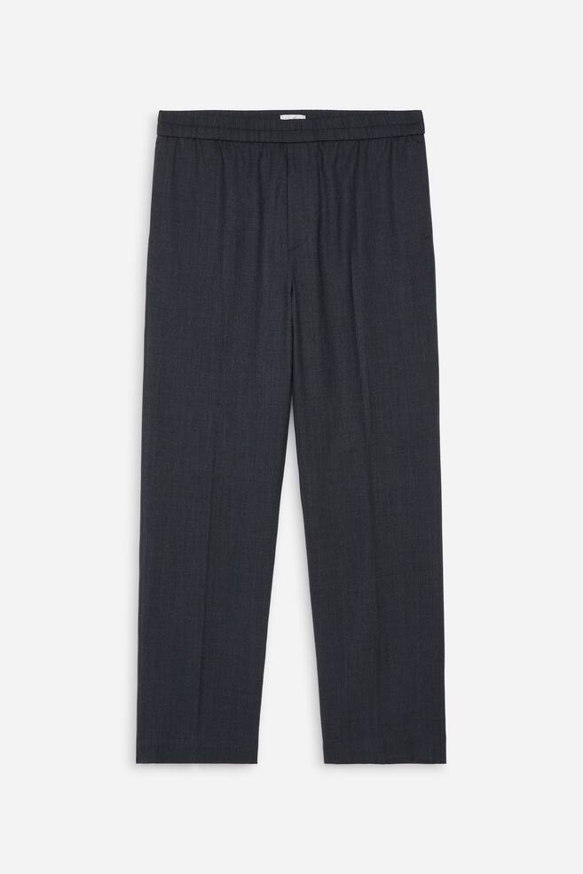 Drawstring Wool-Blend Trousers - Grey/Navy - 1