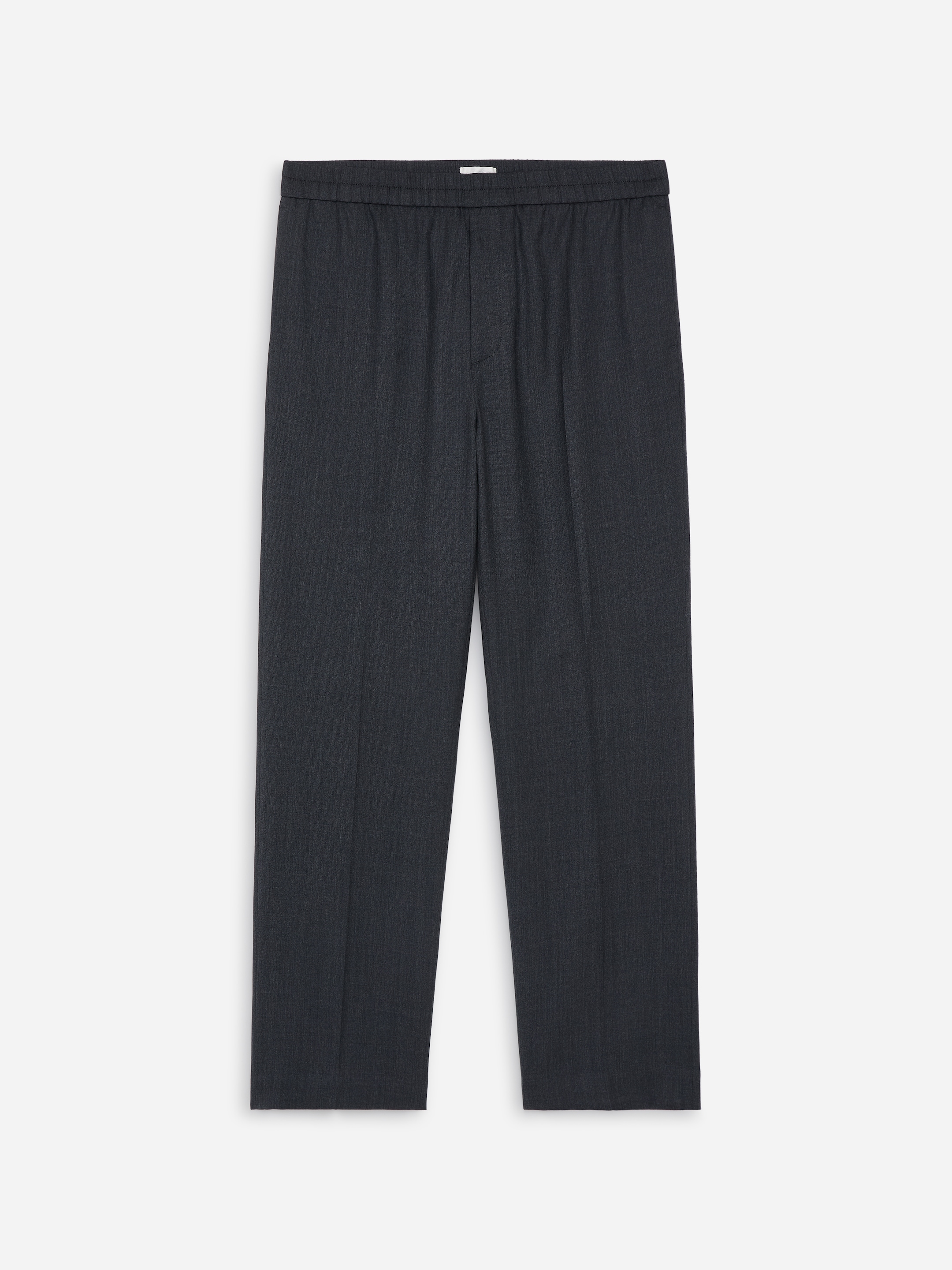 Drawstring Wool-Blend Trousers-#33363A-20608