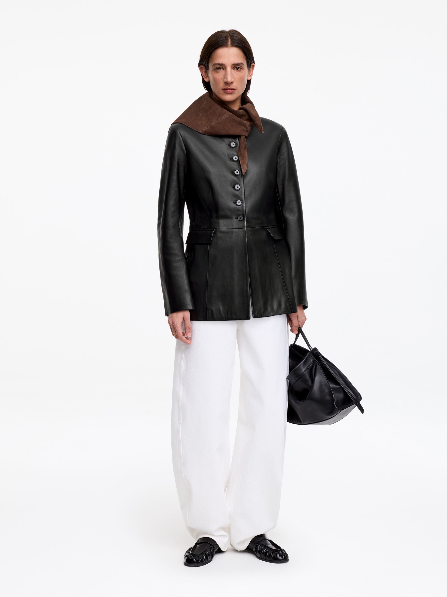 Blazer en cuir sans col - Noir - Slim fit - Femme - StillMedia/Lookbook - 7