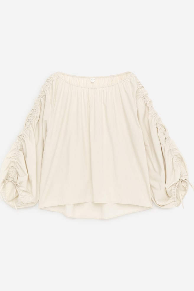 Blouse met plooien - Beige/Bruin - 1