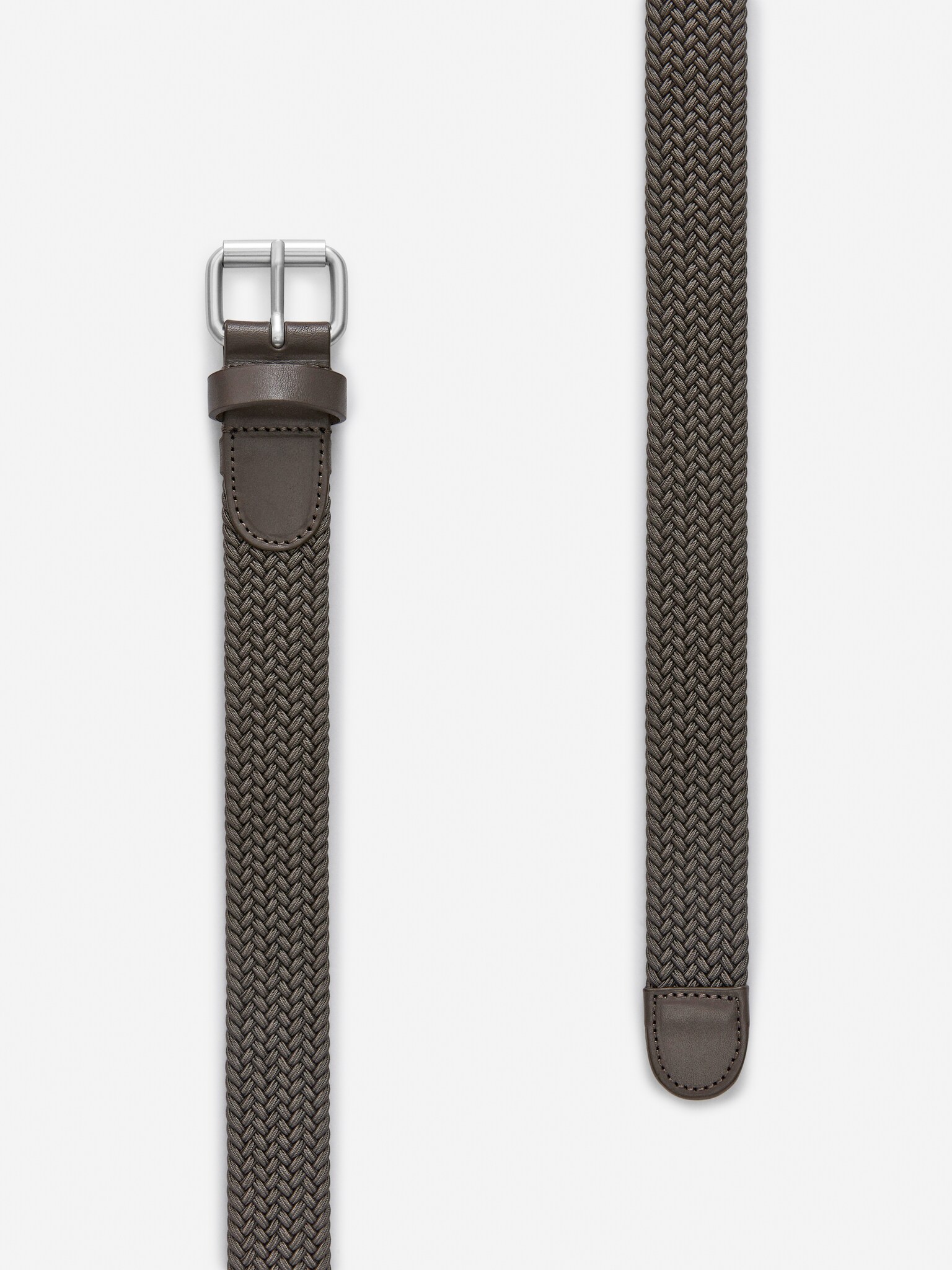 Ceinture en cuir tressée - Taupe foncé/Noir/gris - 3