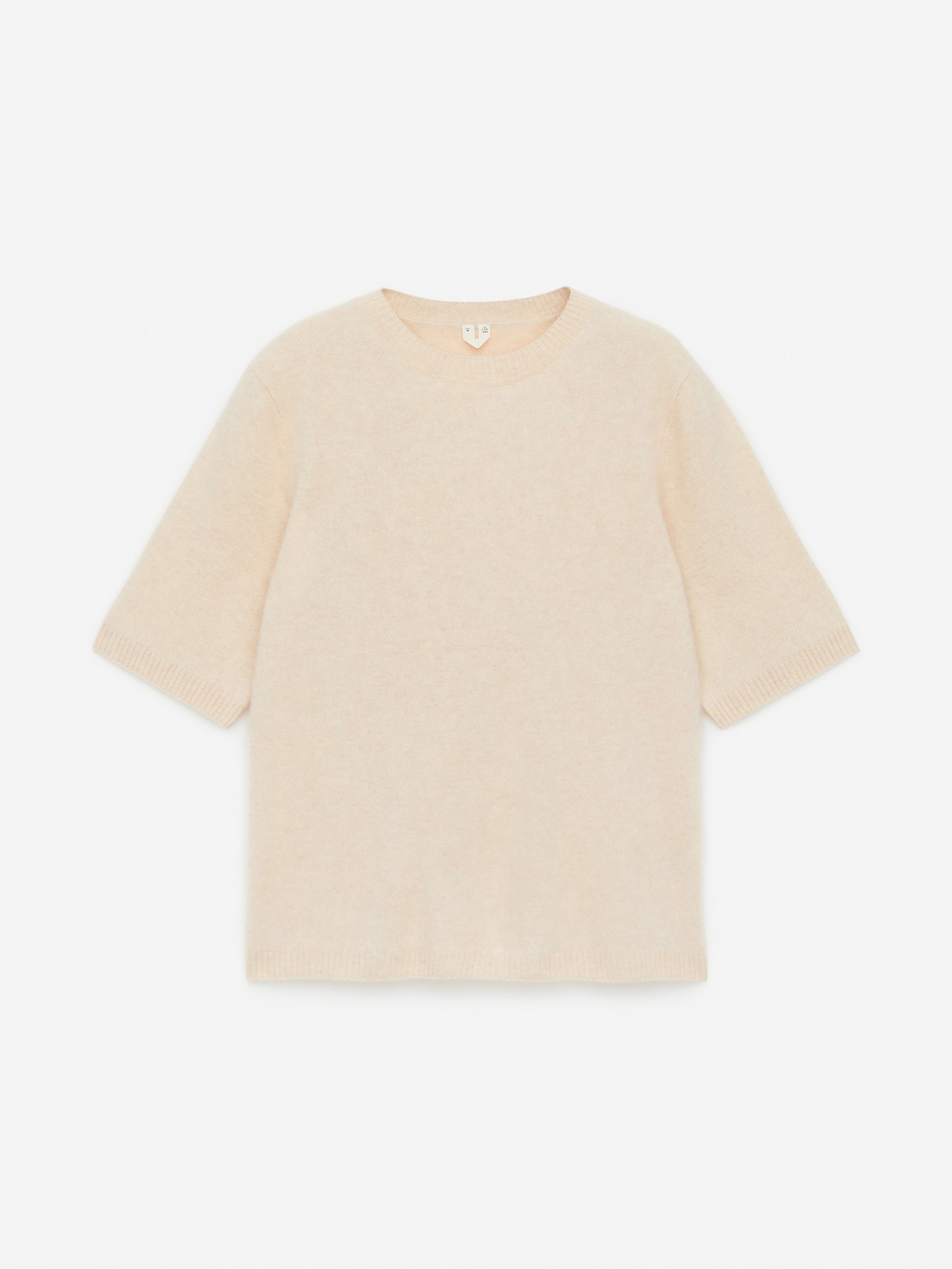 T-shirt in lana lavorata a maglia-#e7d8c6-13841