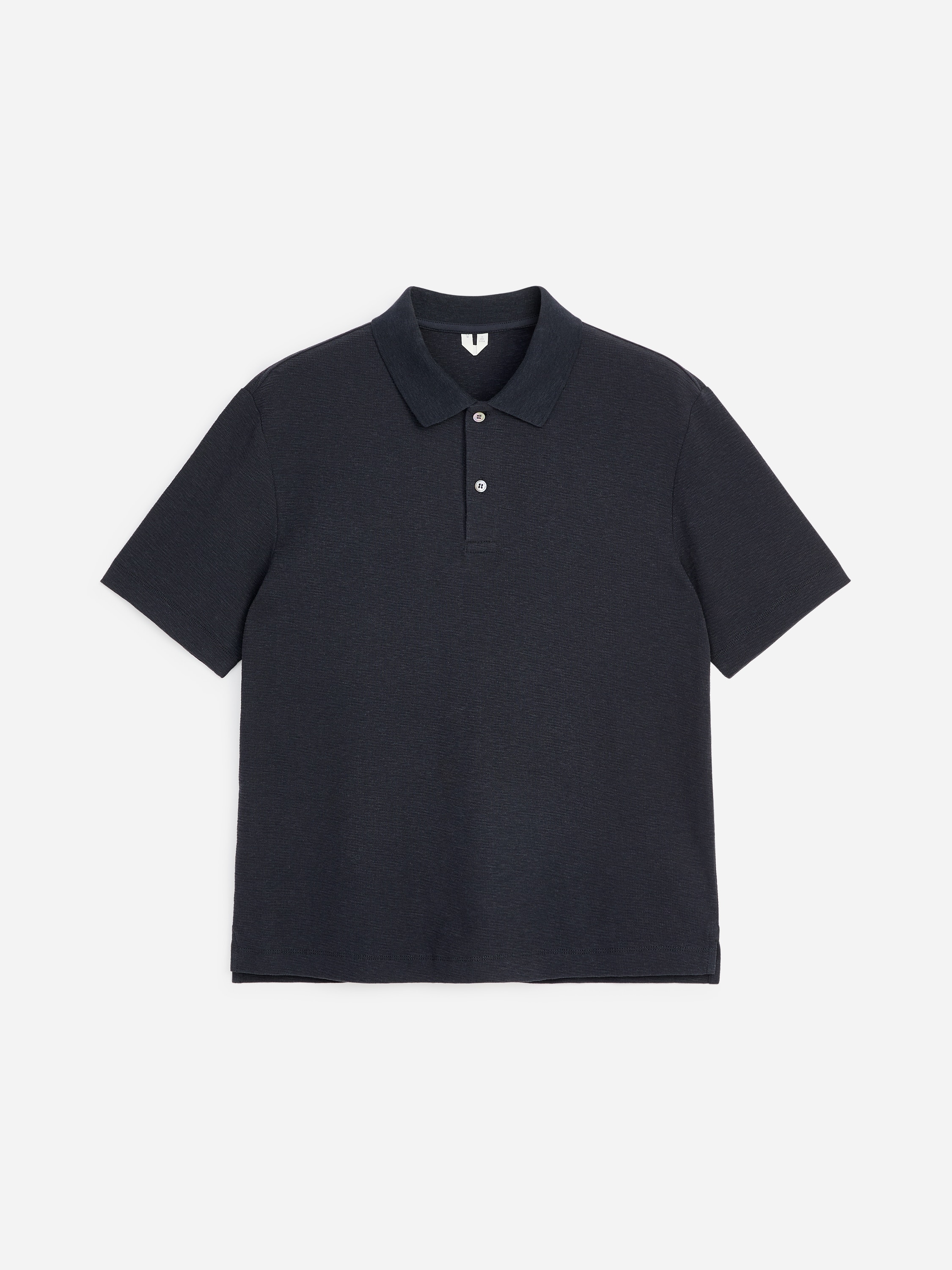 Poloshirt aus Baumwoll-Leinen - Dunkelblau/Braun
