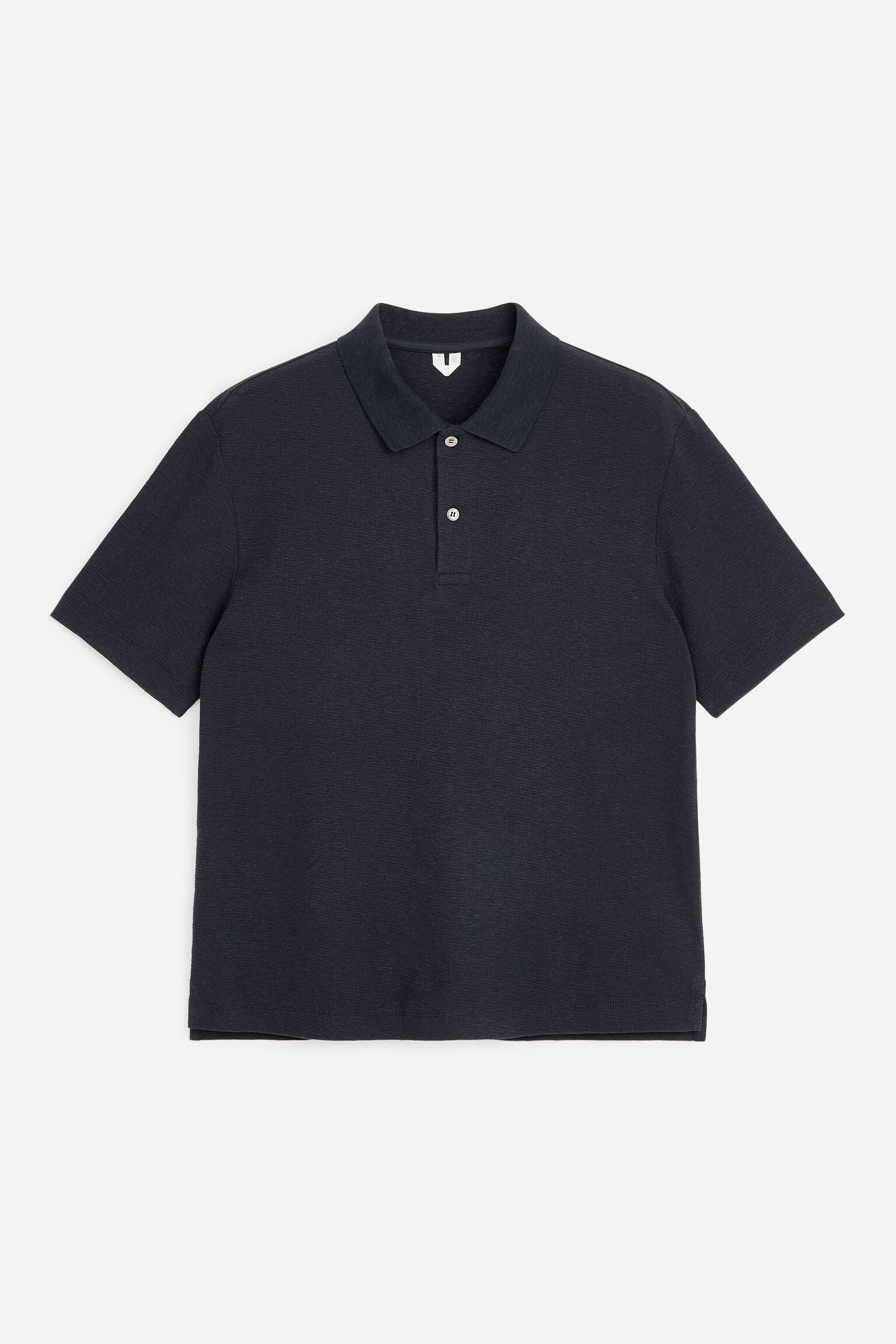 Poloshirt van katoen en linnen - Donkerblauw/Bruin - 1