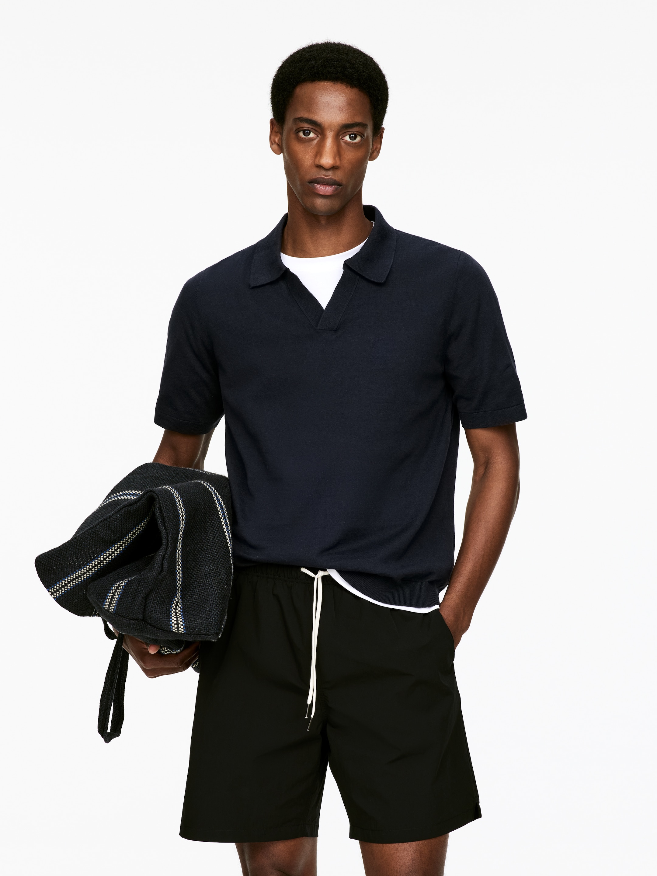 Zobrazit větší obrázek: Polo tričko z bavlny a lnu - Dark Blue - MUŽI | H&M CZ 1