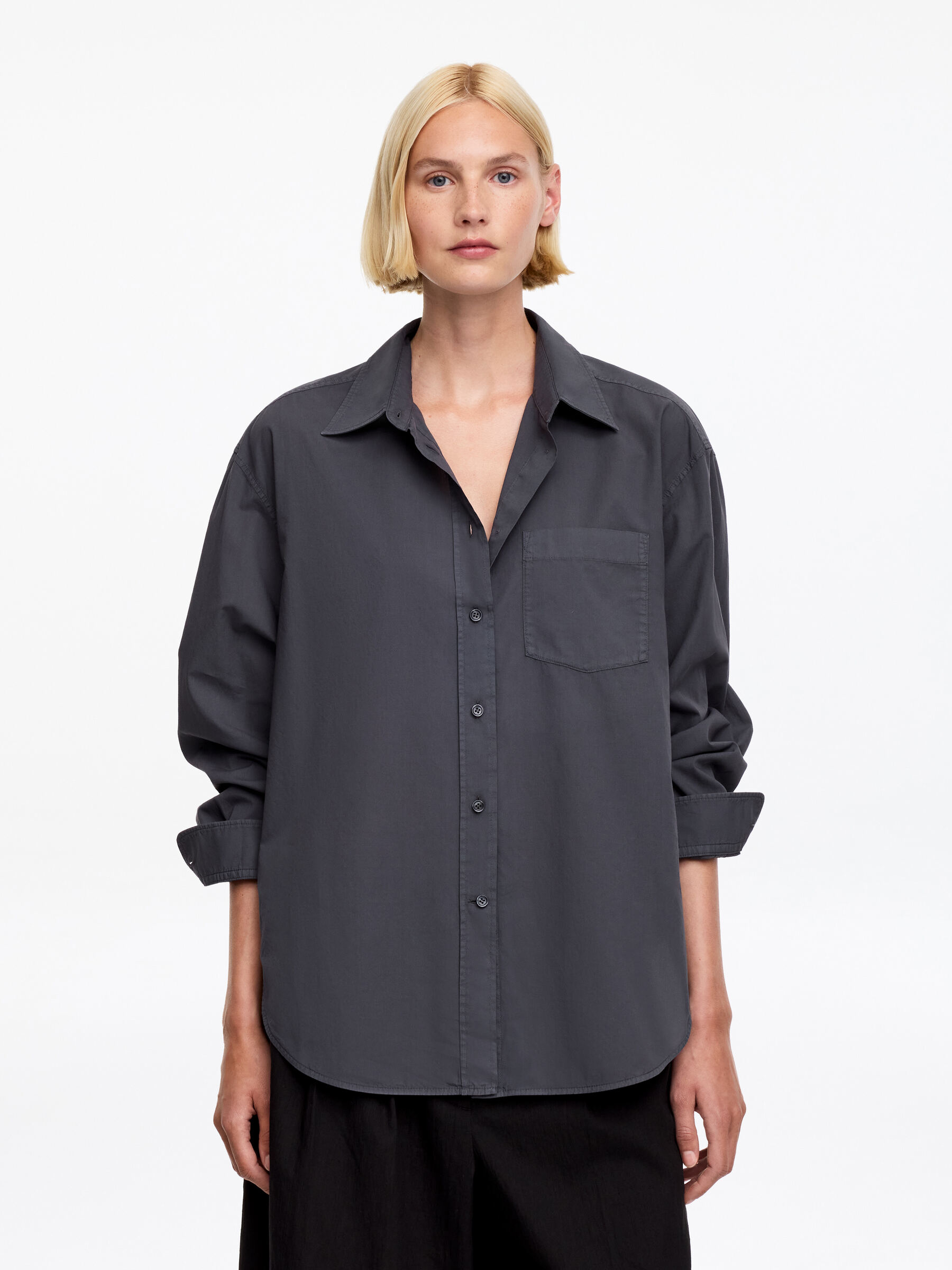 Cotton Poplin Shirt-#333538-19522