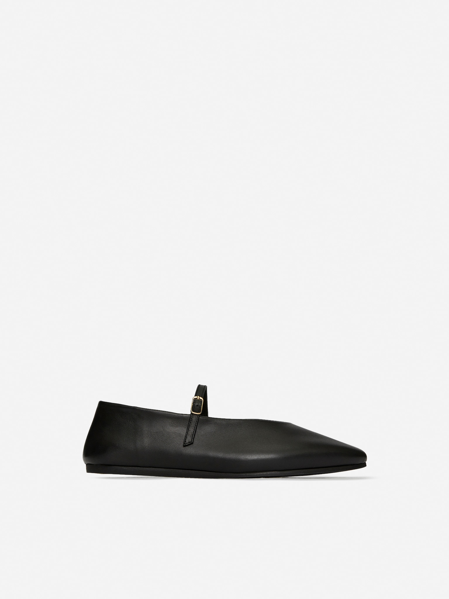Platte leren Mary Jane-schoenen - Zwart
