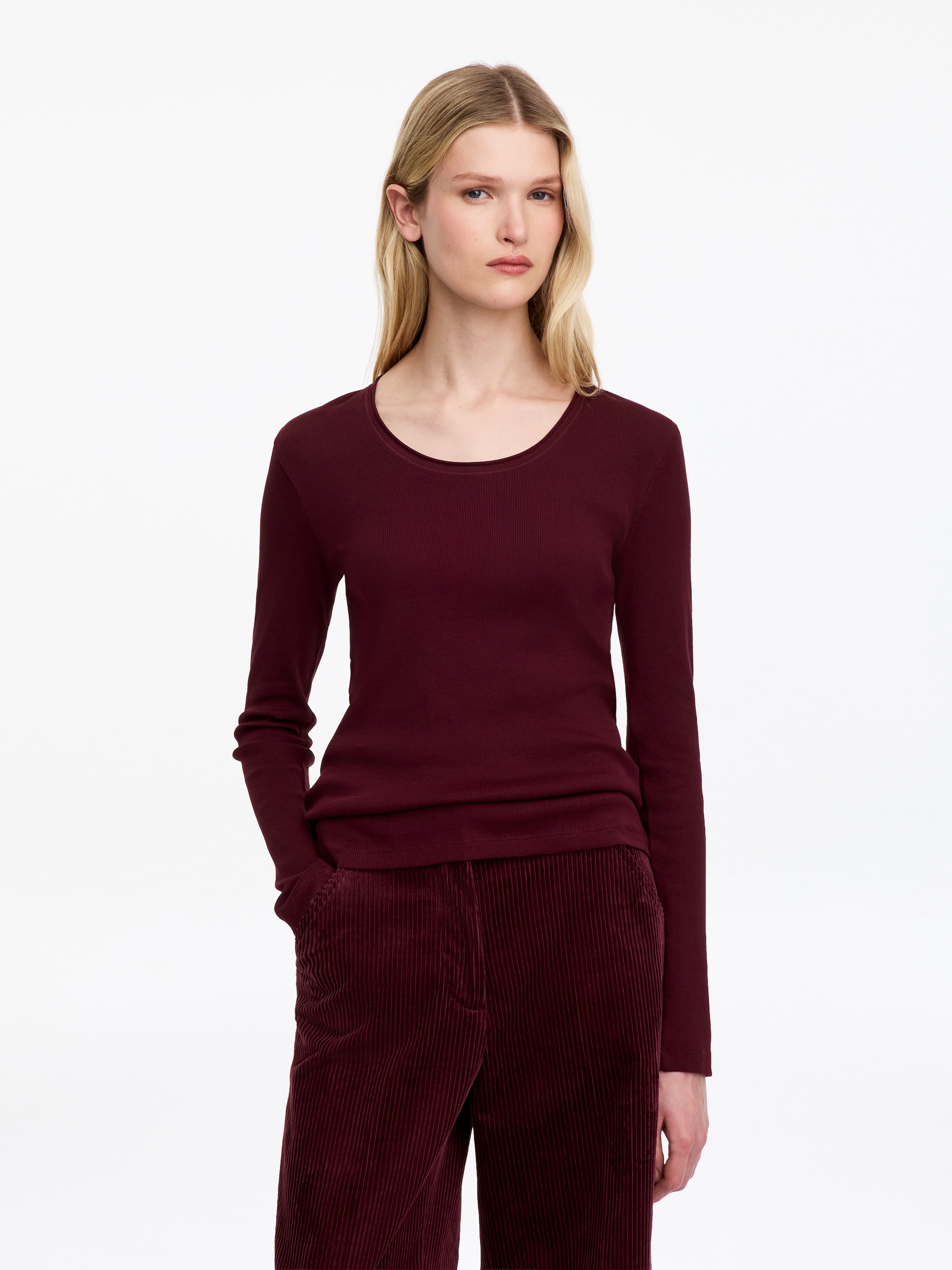 Rib Cotton Top-Red-20840