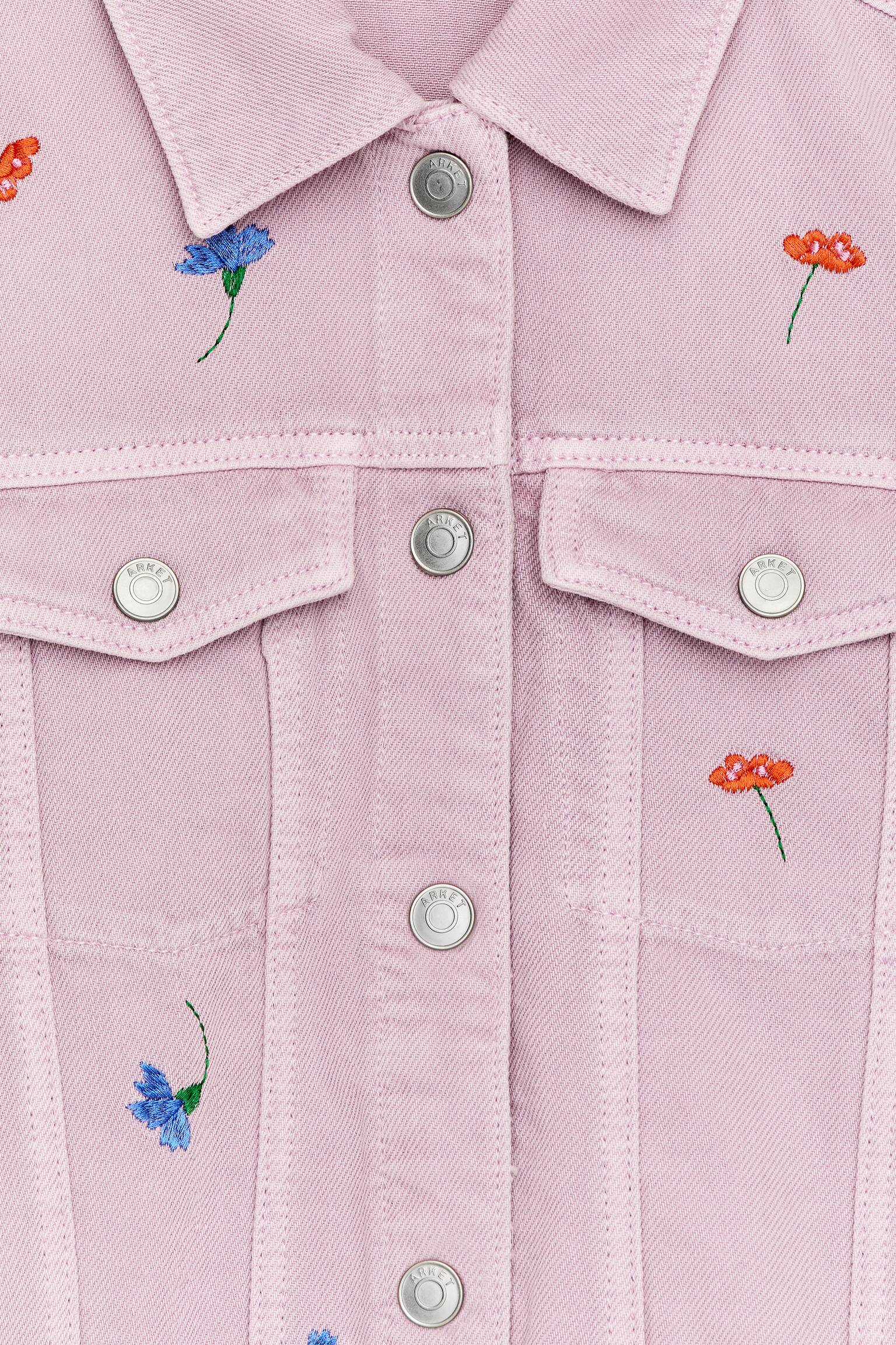 Jachetă din Denim Brodată - Roz/Floral/Albastru/Portocaliu - 4