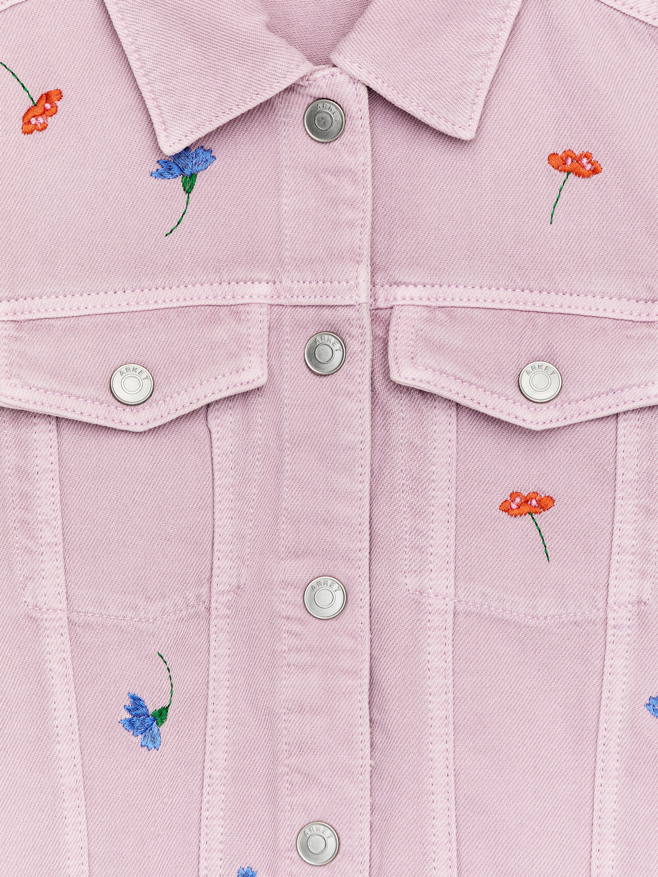 Embroidered Denim Jacket - Pink/Floral - Oversized - Children - StillMedia/DescriptiveDetail - 1