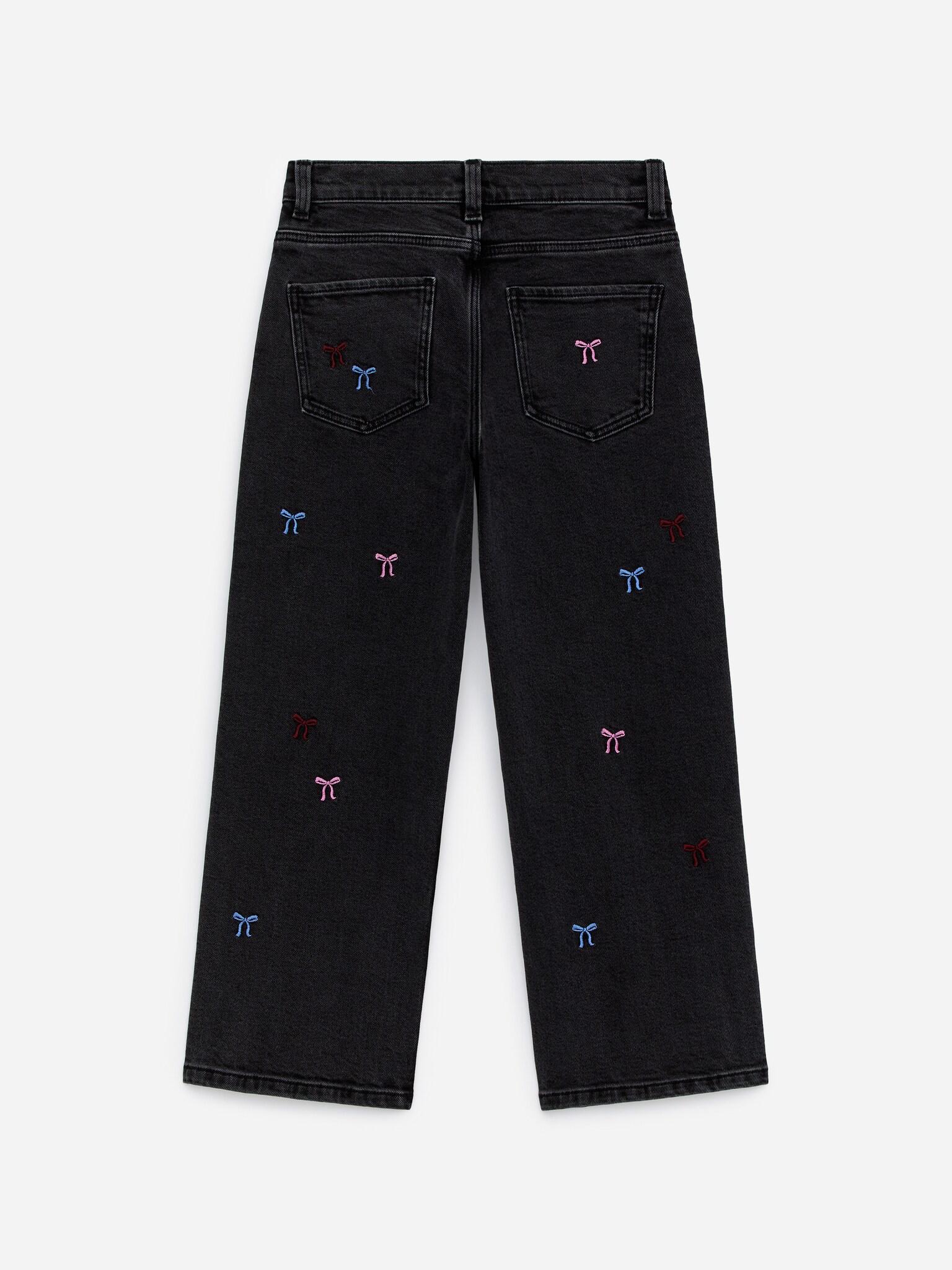 Embroidered Denim Trousers - Black - 2