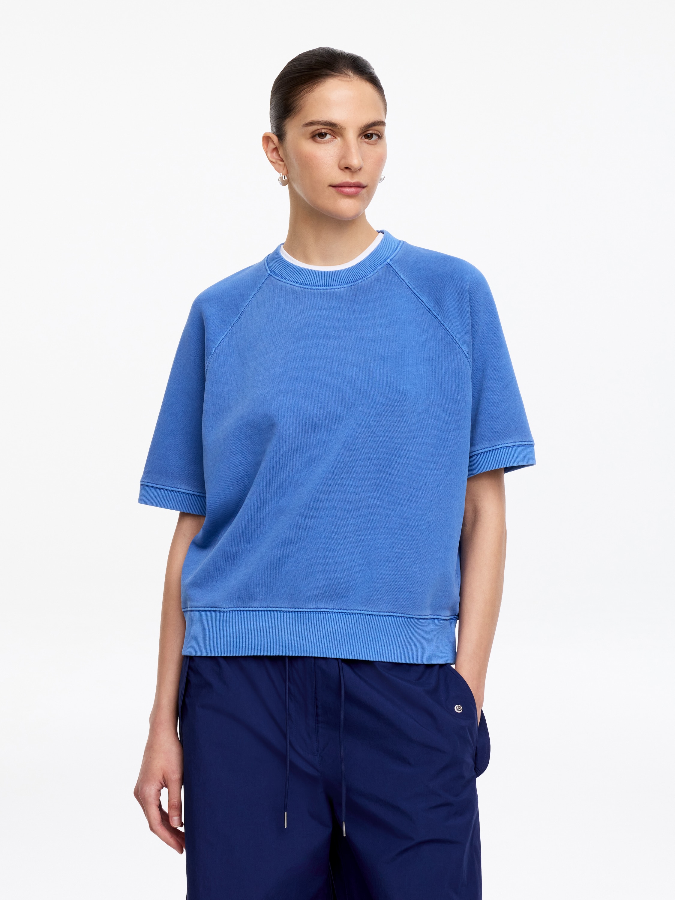 French Terry Sweatshirt - Blå/Mörkblå/Off-white/svart/Mörkröd