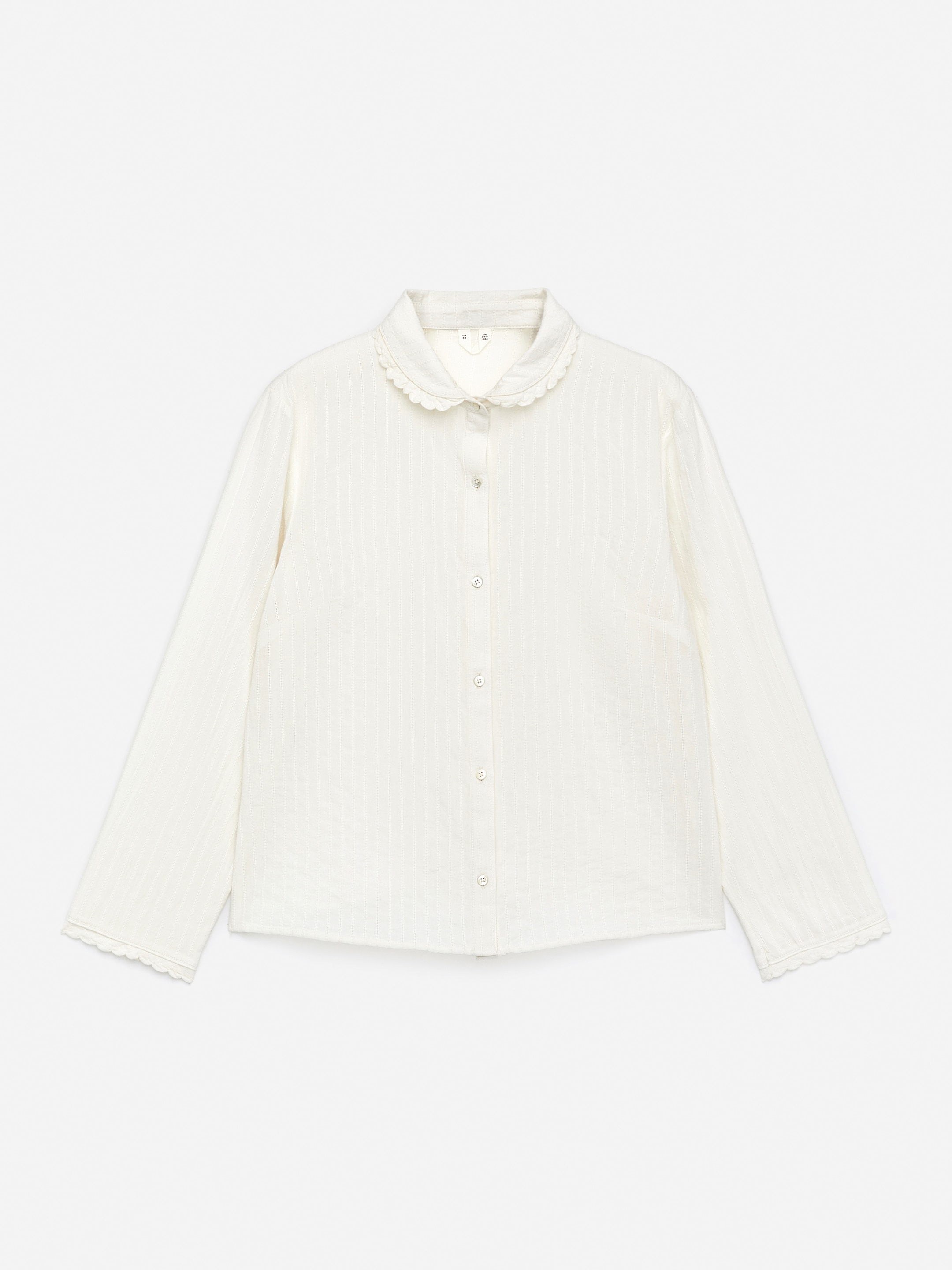 Blus med uddkant-#F4F3E9-15836