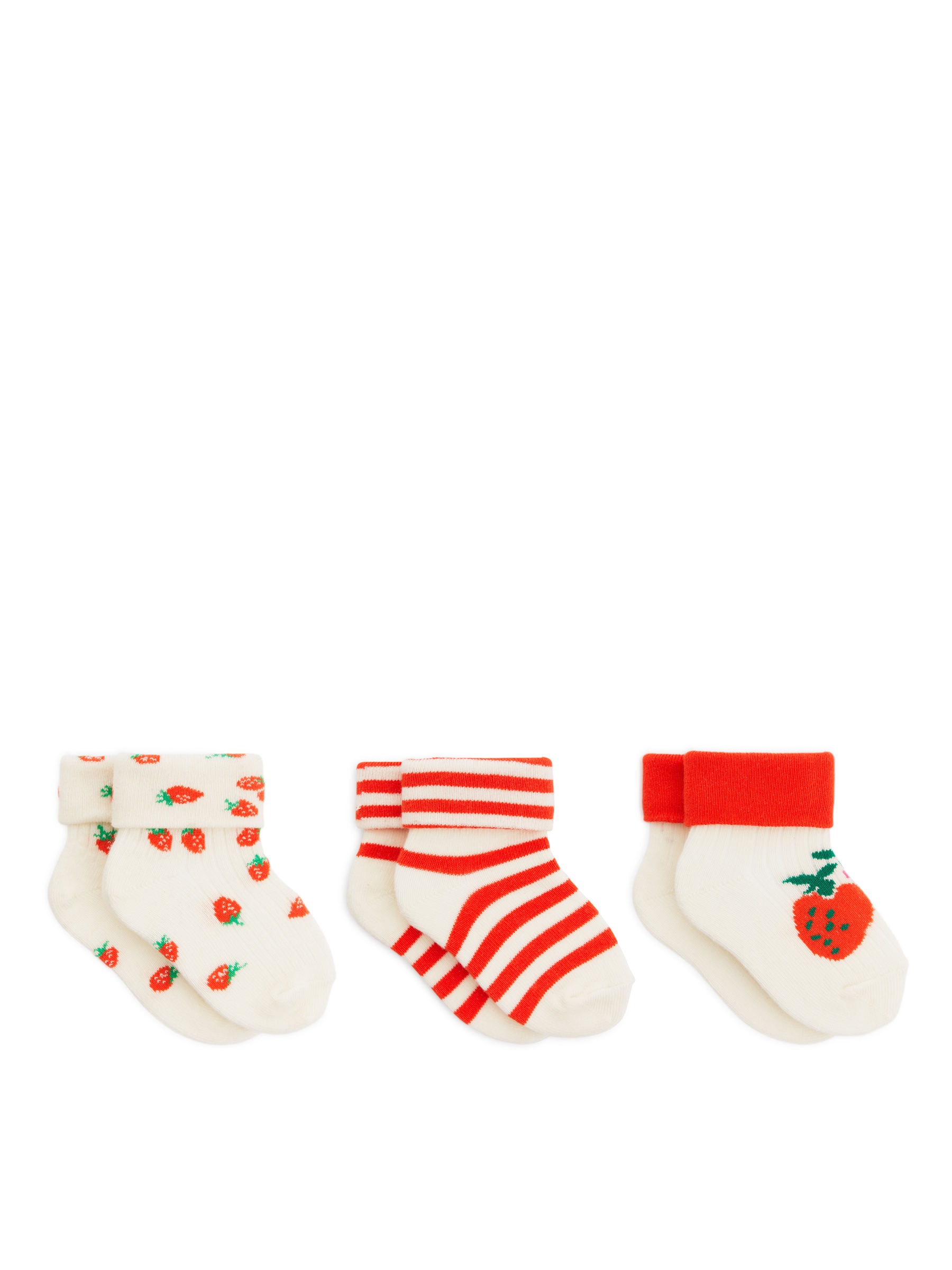 Gerippte Socken, 3er-Pack - Weiß/Rot - Kinder - StillMedia/DescriptiveStillLife - 2