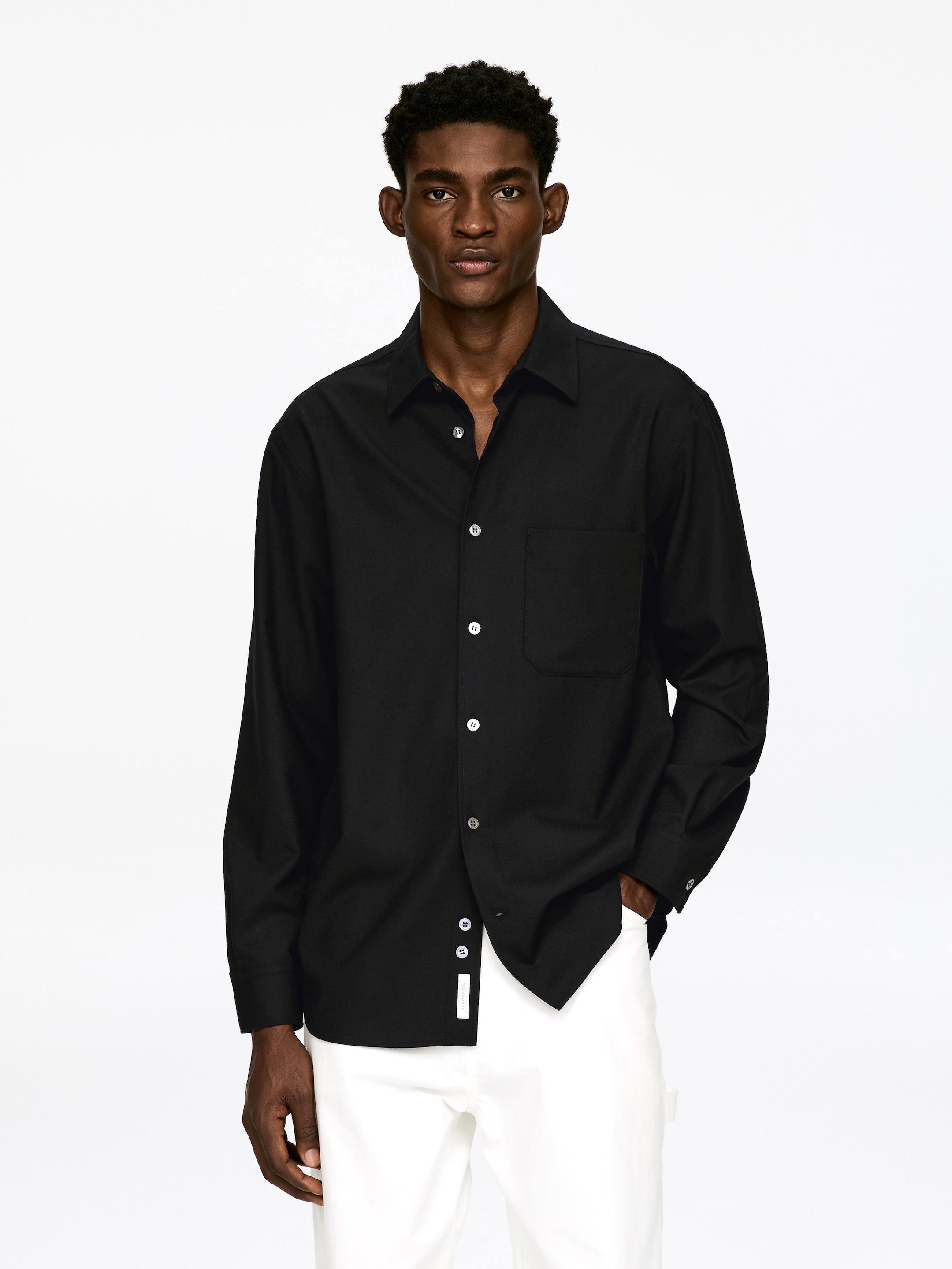 Zobacz większy obraz: Luźna koszula z domieszką wełny - Czarny - ON | H&M PL 1