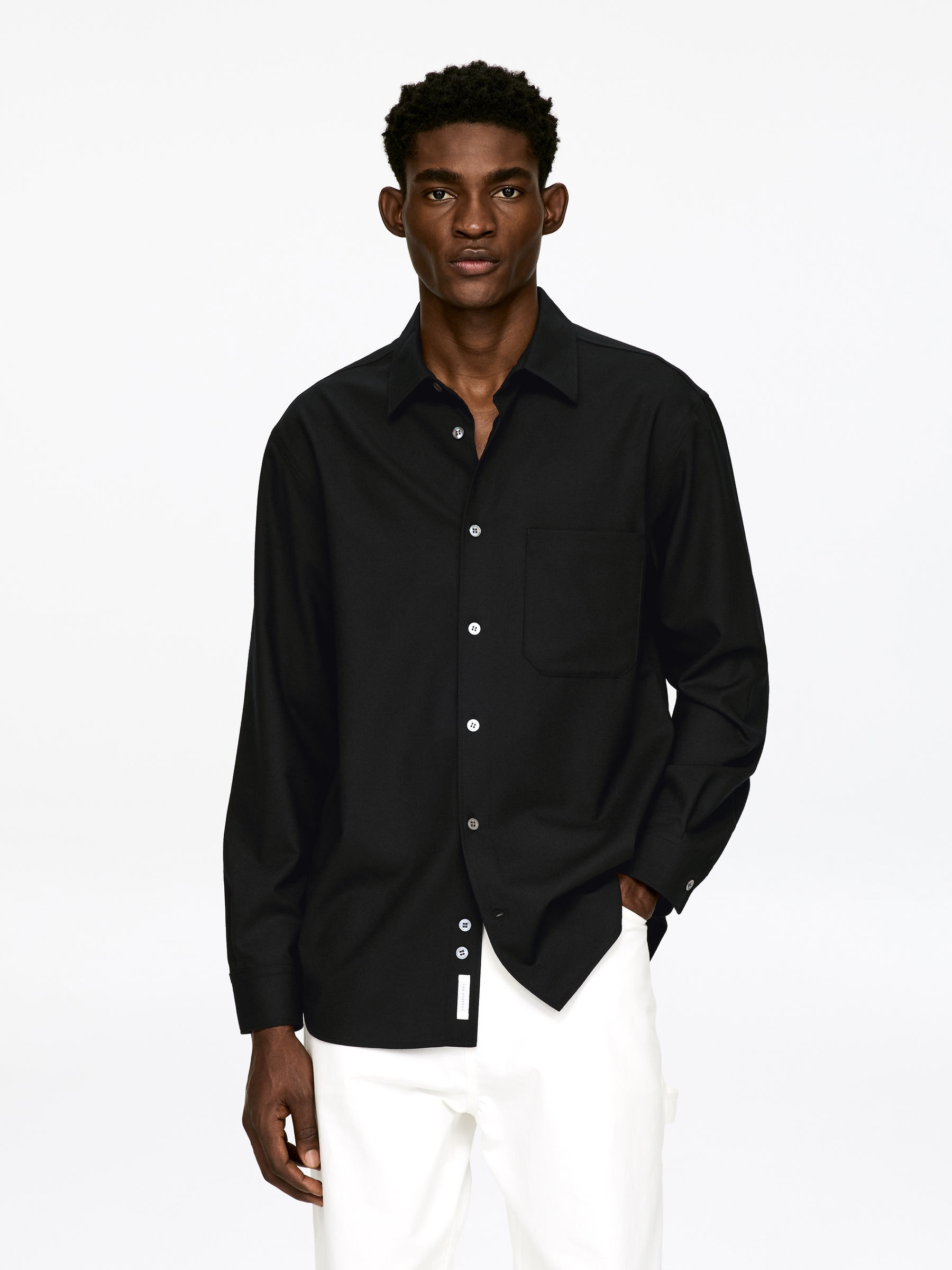 Camisa holgada de mezcla de lana-#272628-13920