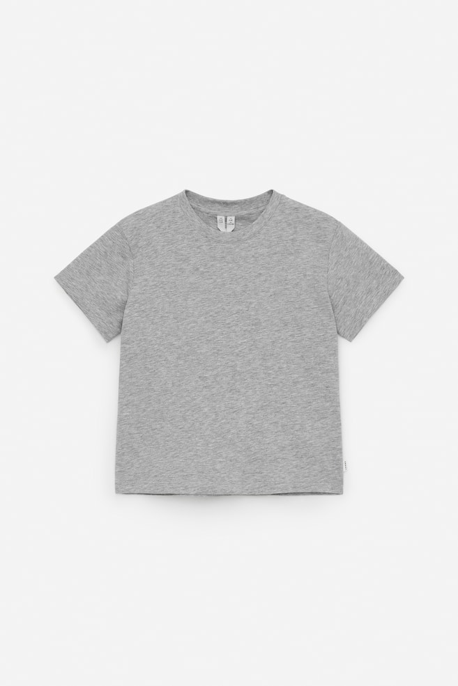T-Shirt mit Rundhalsausschnitt - Graumeliert/Weiß/Dunkelblau/Lila - 1