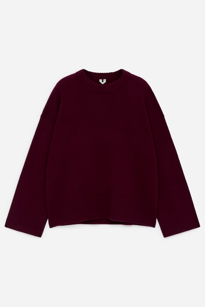 Maglione oversize in puro cashmere - Bordeaux/Nero - 1