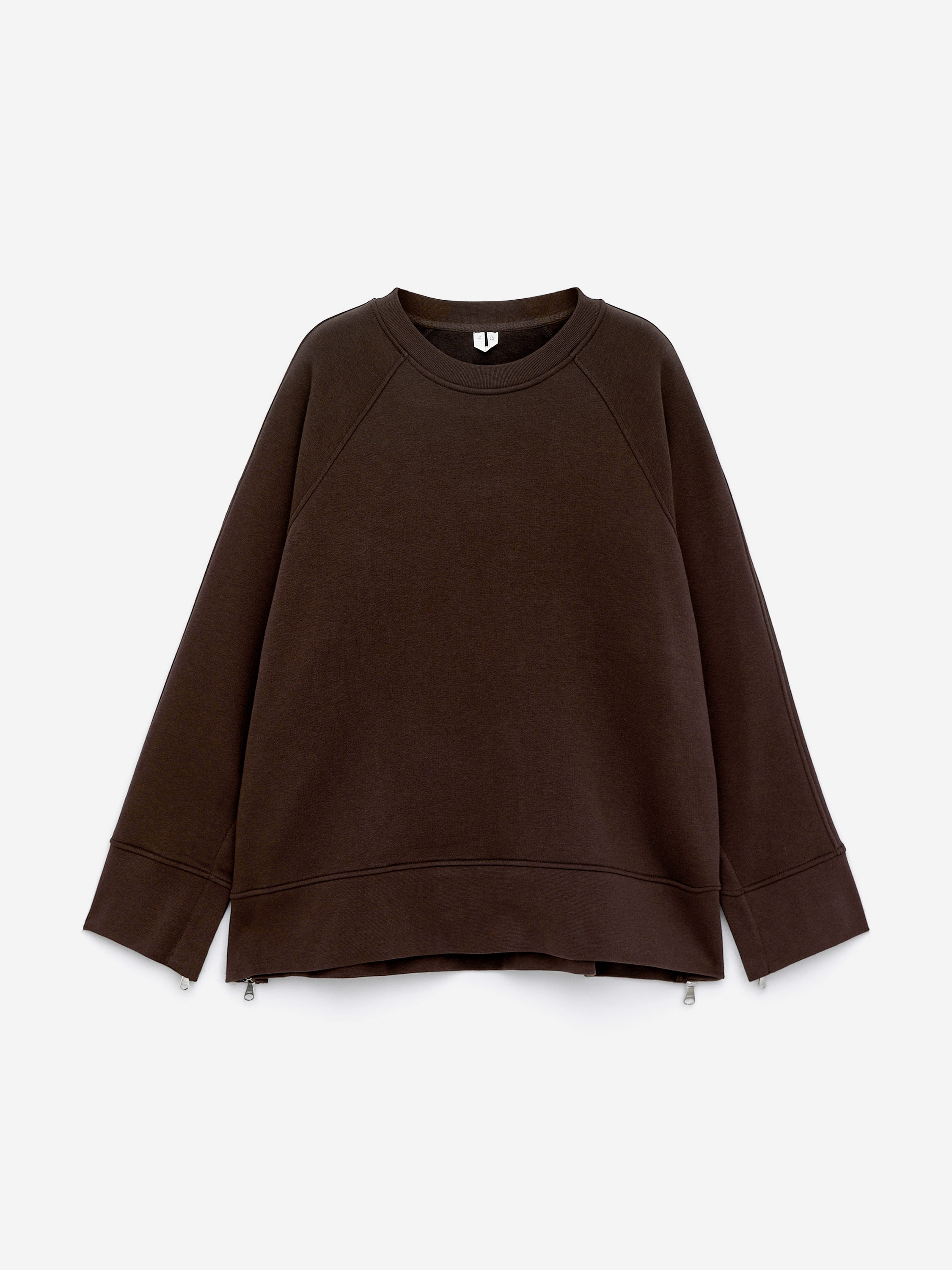 Zip-Detail Sweatshirt - Dark Brown - Regular fit - Women - StillMedia/DescriptiveStillLife - 2