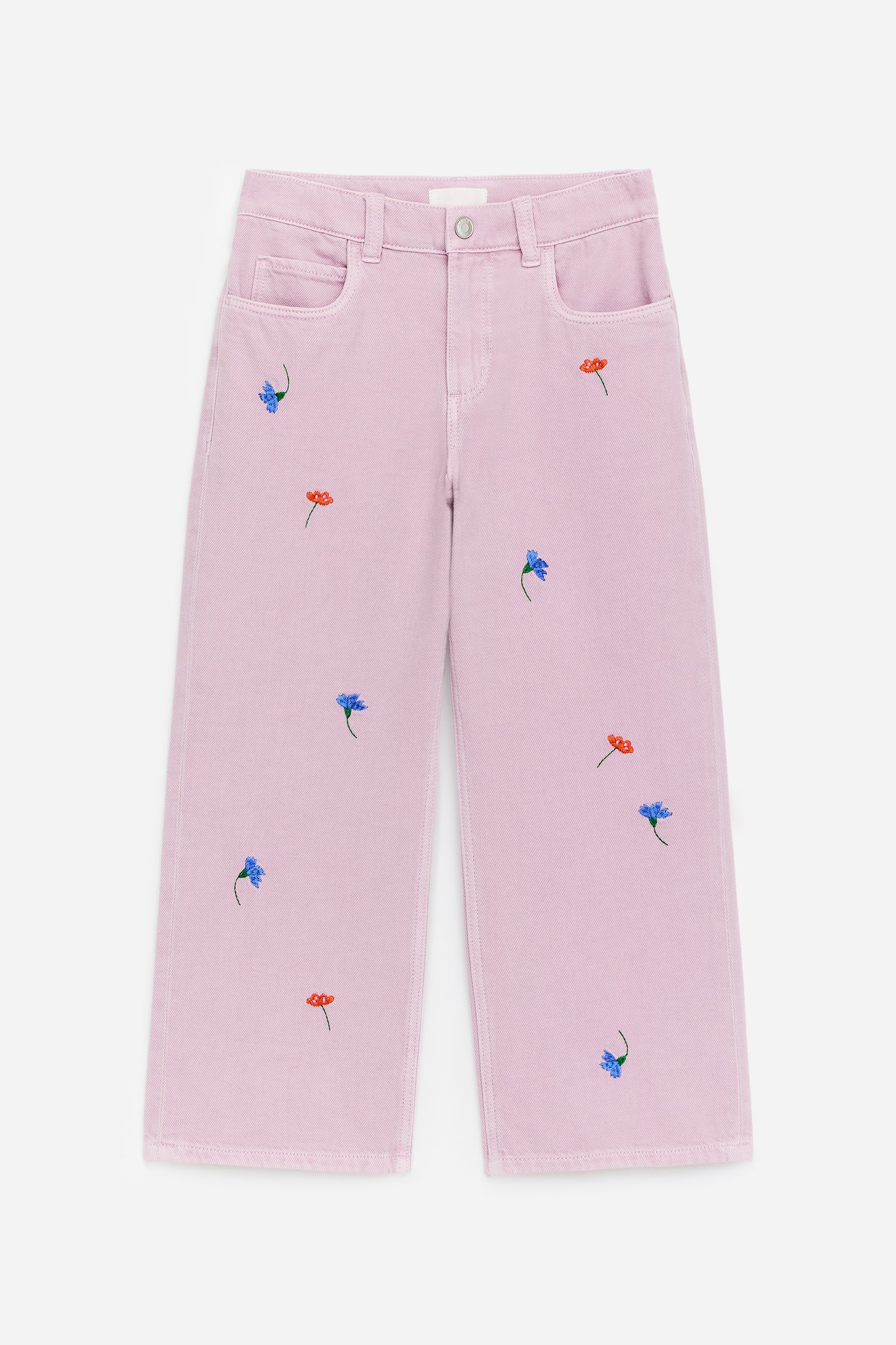 Haftowane dżinsowe spodnie - Liliowy/Niebieski/Biedronki/Czarny