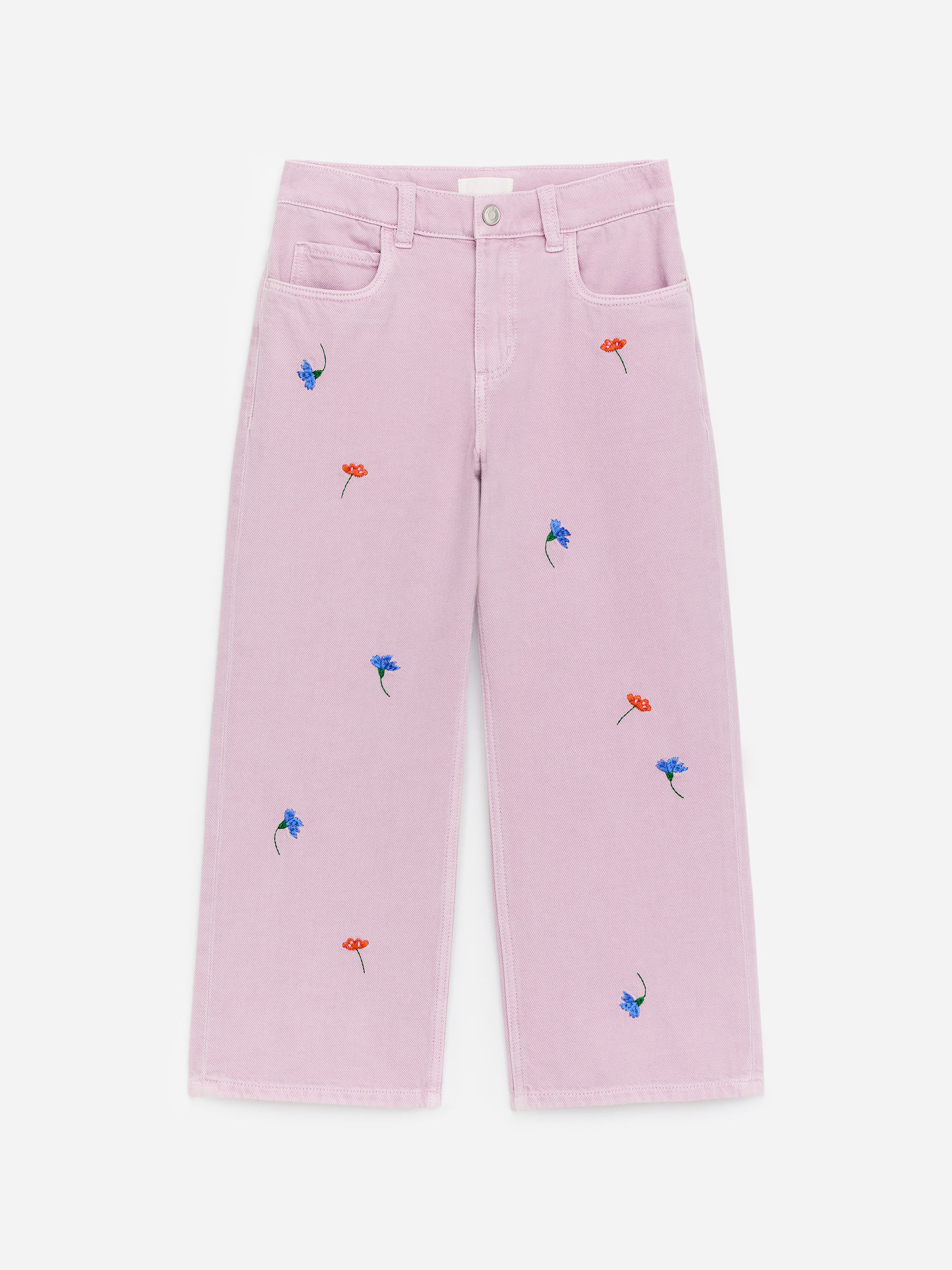 Embroidered Denim Trousers-#BFAED2-18076