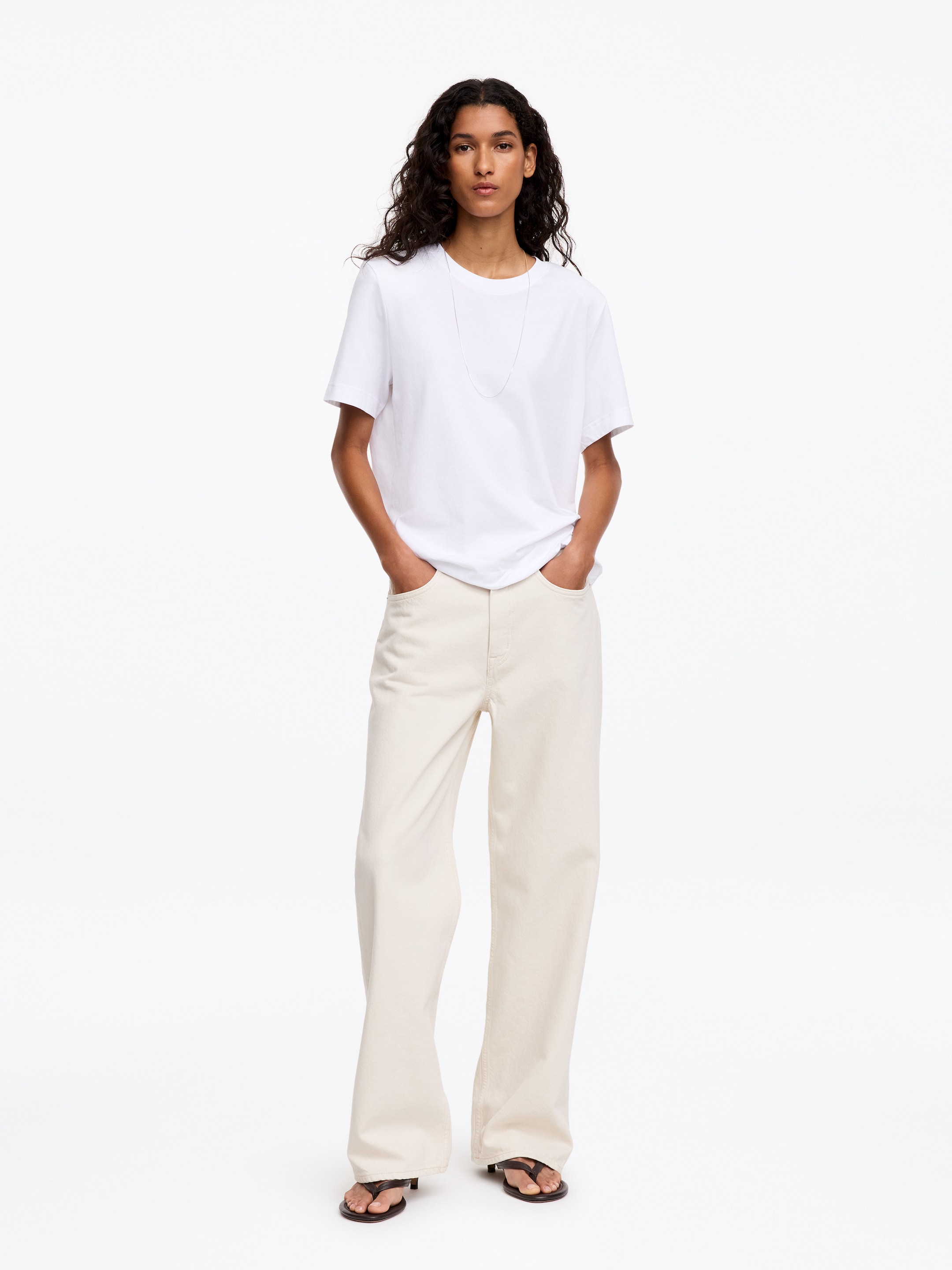 Jean ample CORAL-White-13924
