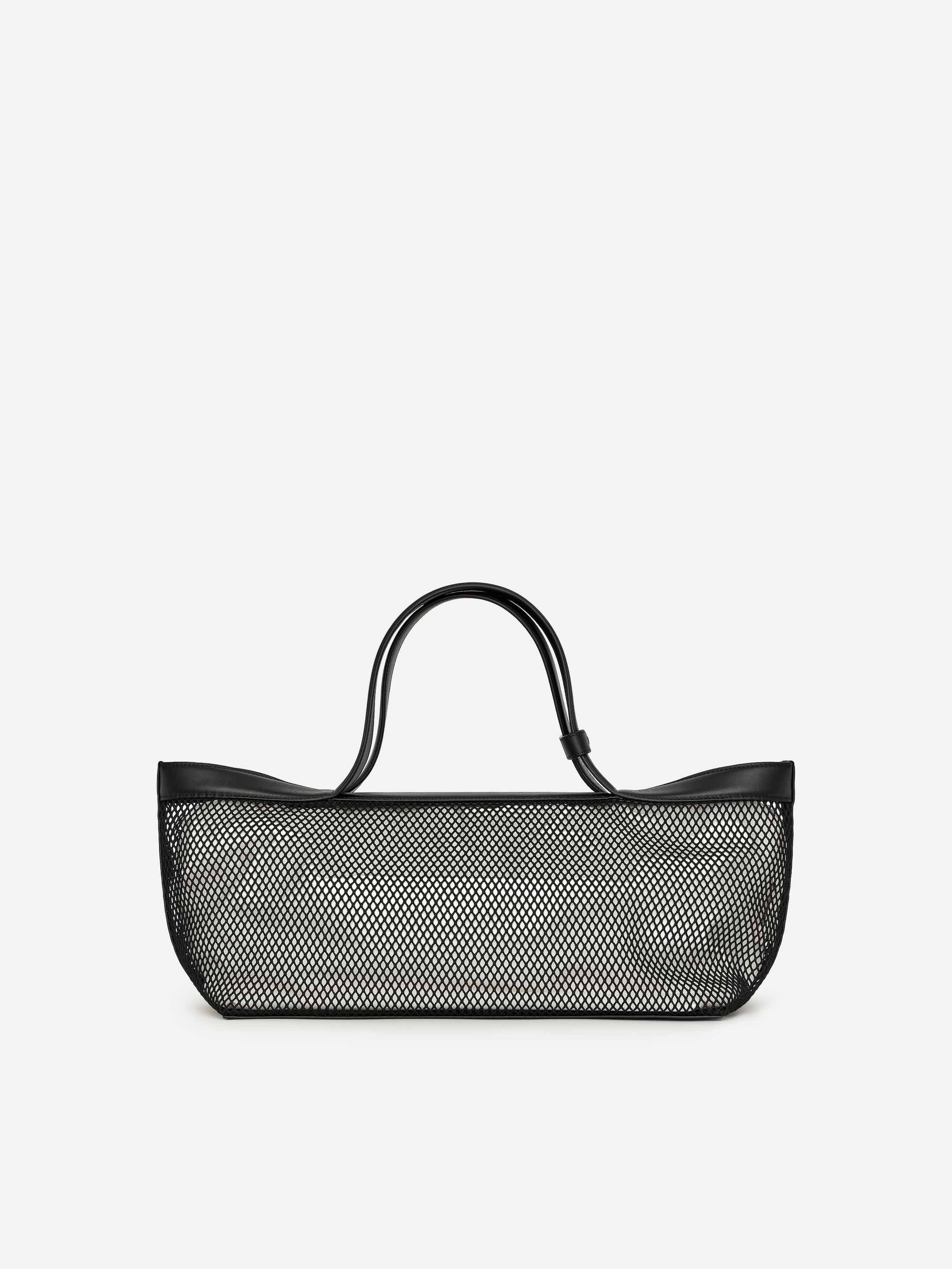 Leather-Detail Mesh Tote Bag-#272627-17919