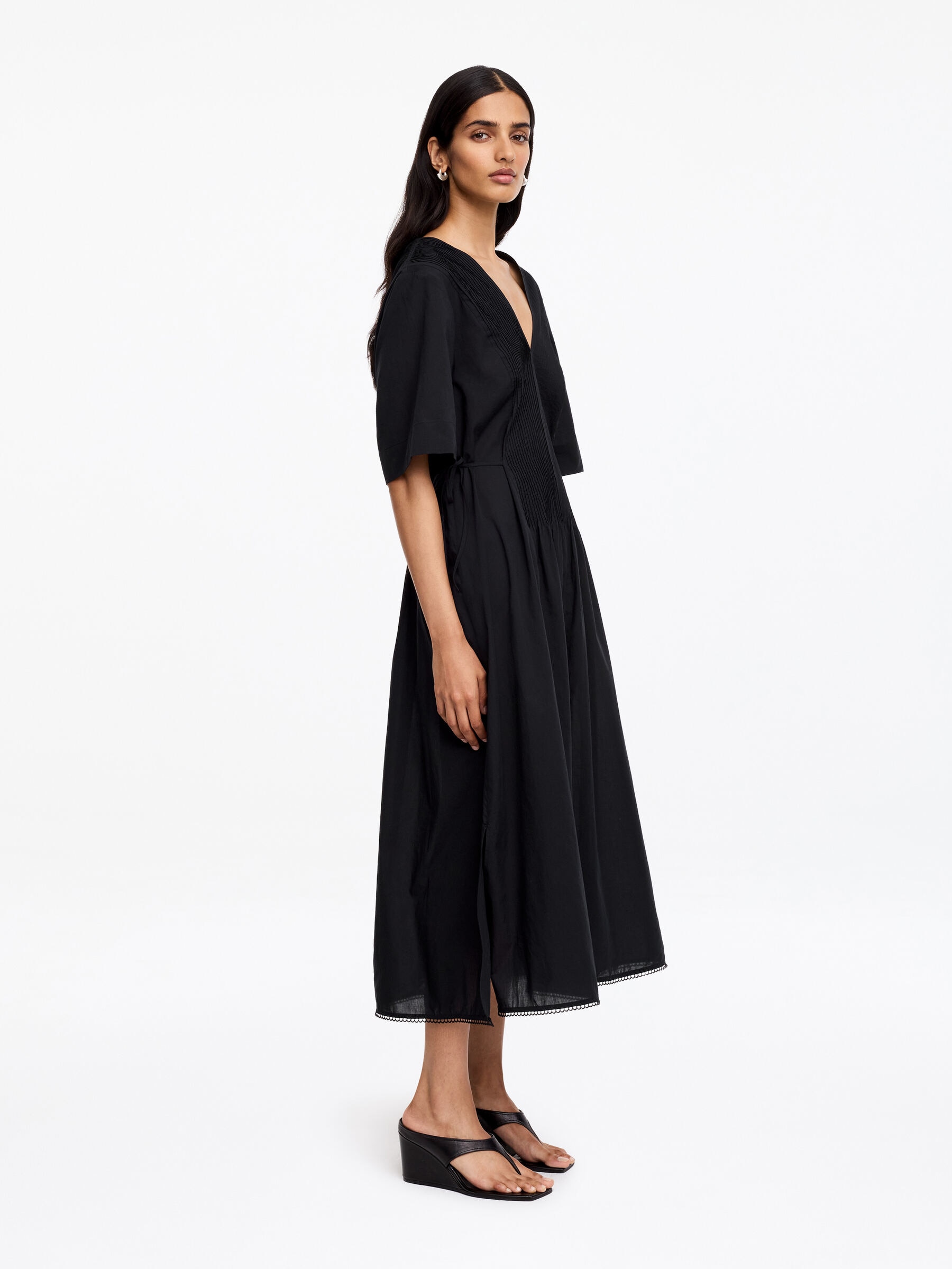 Robe en voile de coton bordée de dentelle - Noir - Regular fit - Femme - StillMedia/Lookbook - 3