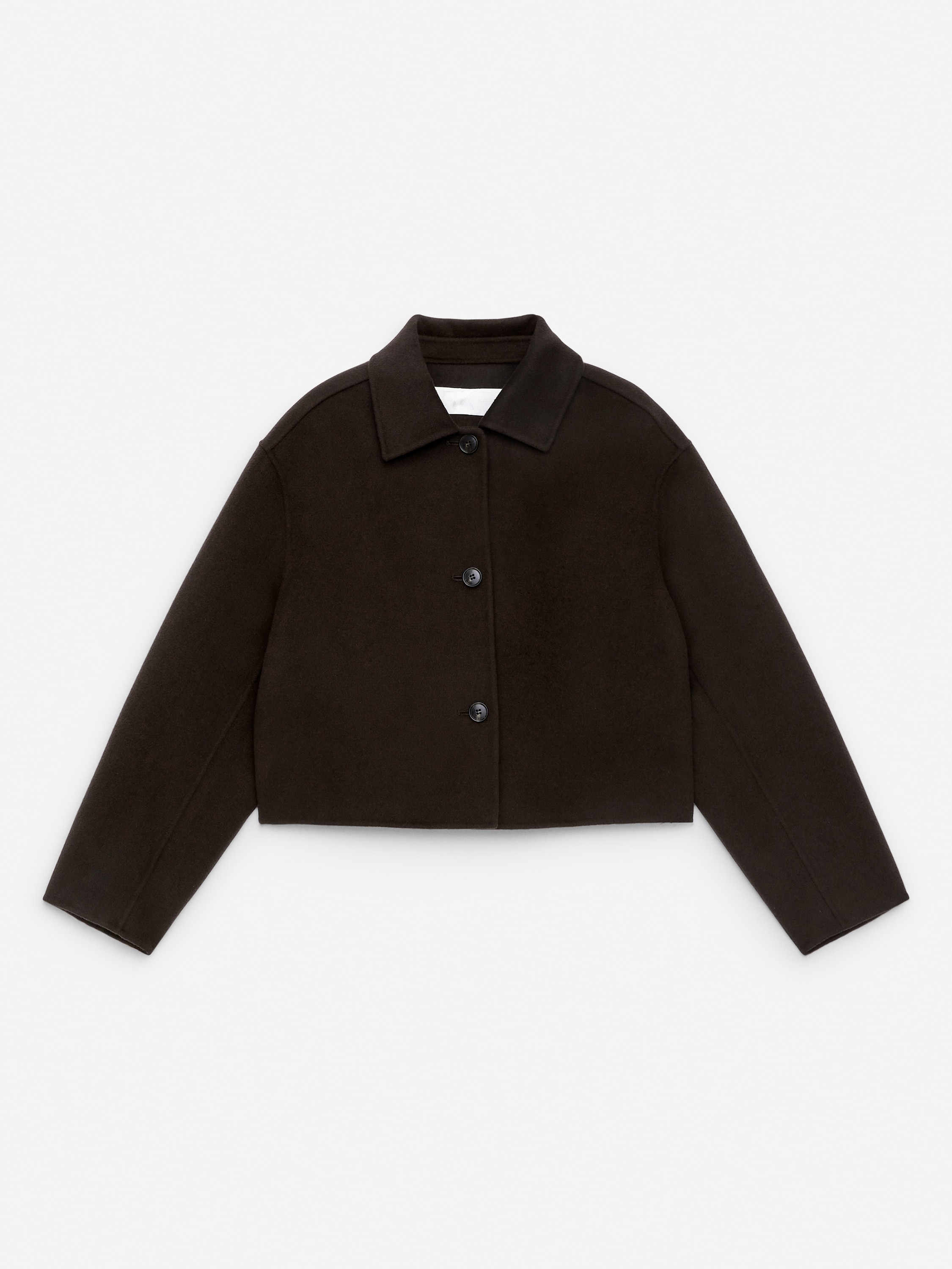 Overshirt i dobbeltsidet uldblend - Mørkebrun/Grøn