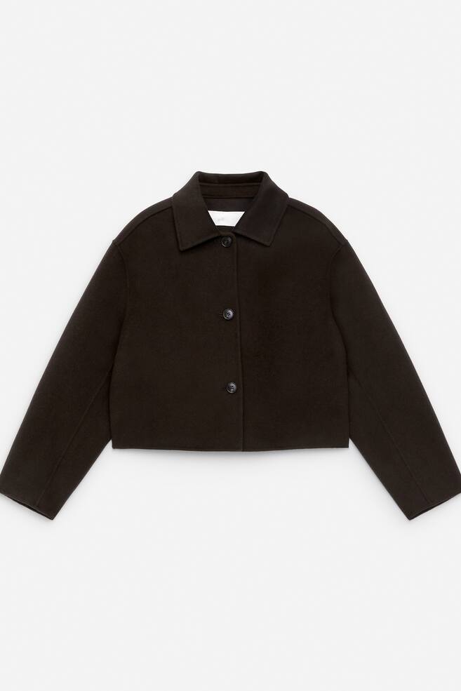 Overshirt din lână dublu stratificat - Maro închis/Albastru Închis - 1