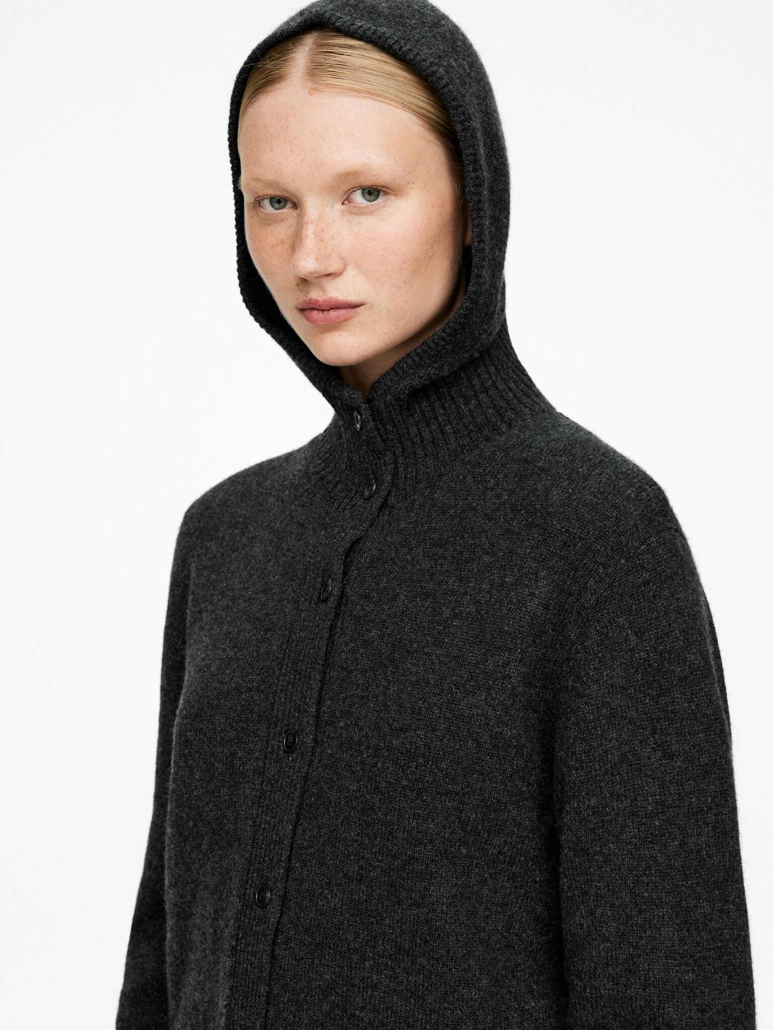 Pull à capuche en pur cachemire - Gris foncé/Beige - 3