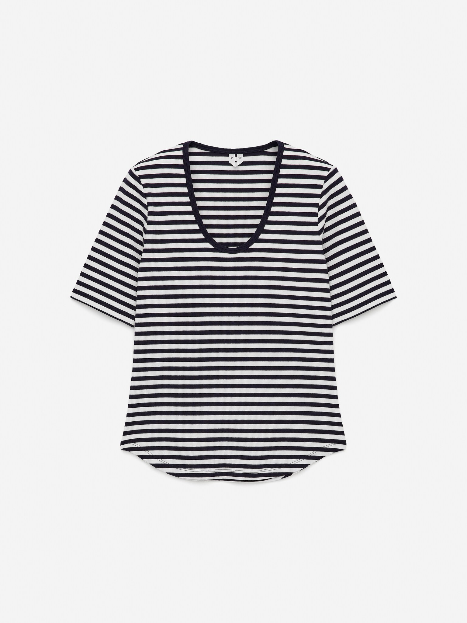 Ribbed T-Shirt - Dark Blue/White/Black