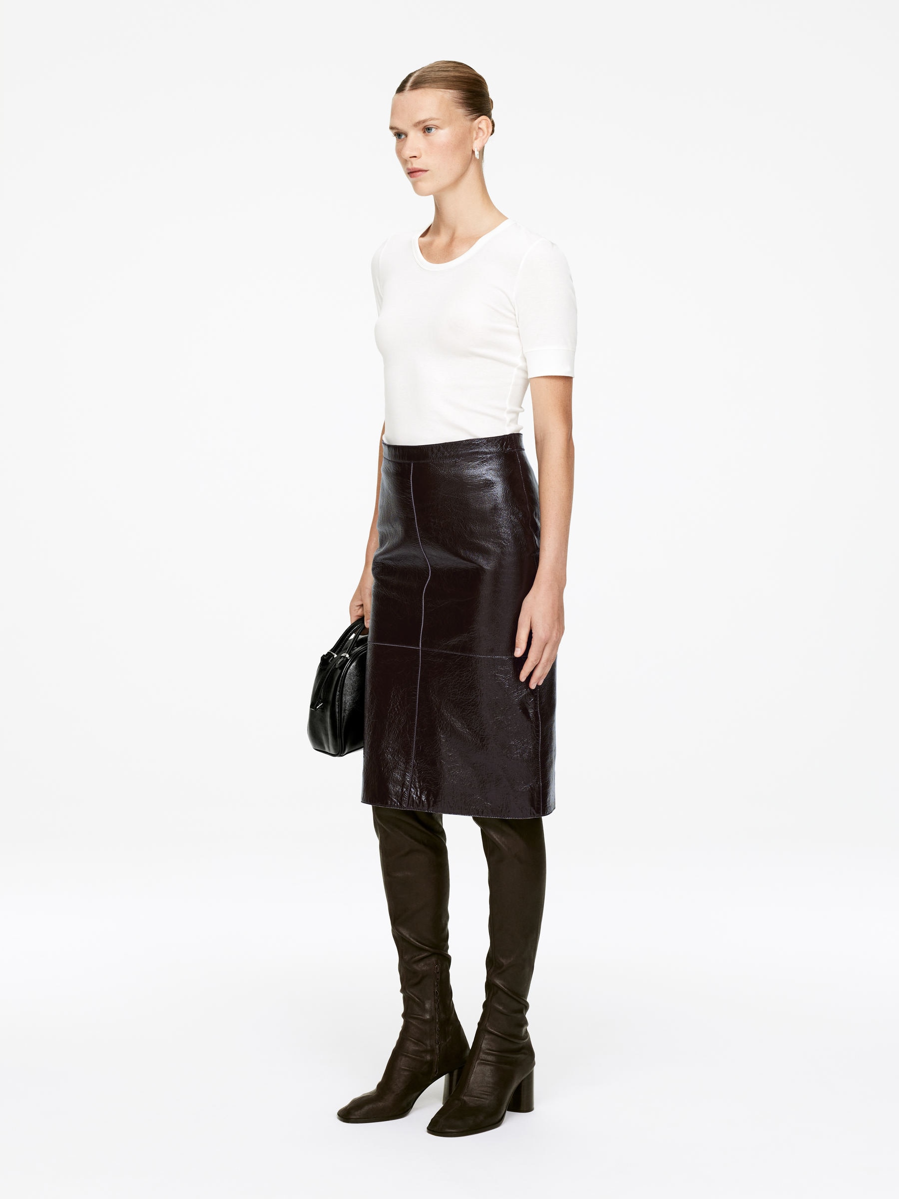 Naplak Leather Skirt - Brown - Slim fit - Women - StillMedia/Lookbook - 4