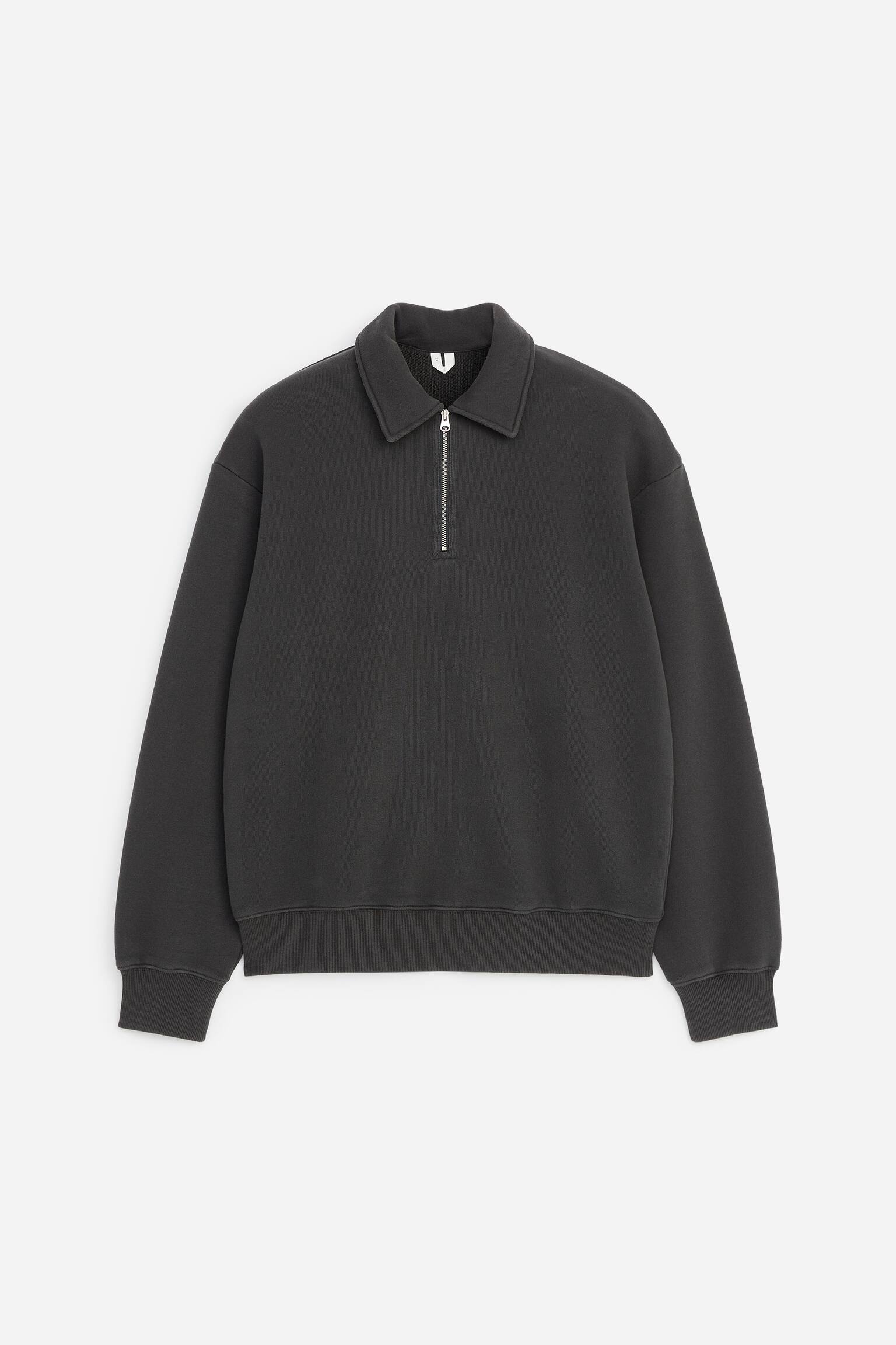 Half Zip Cotton Sweatshirt - Dark Blue/Purple/Dusty Khaki Green - 1