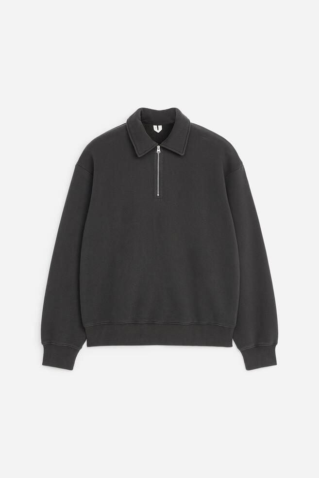 Sweatshirt aus Baumwolle mit kurzem Reißverschluss - Dunkelblau/Lila/Blasses Khakigrün - 1