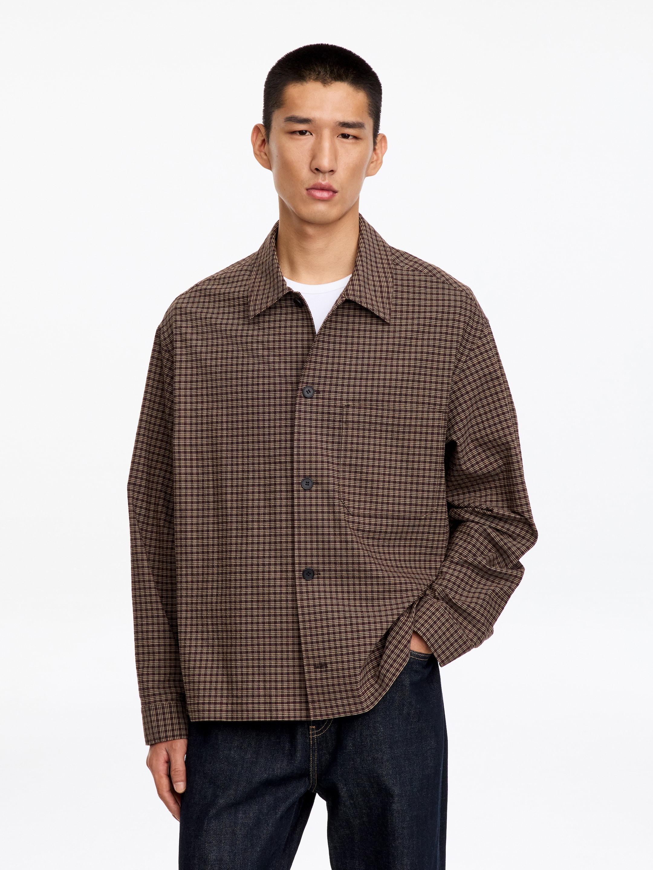 Chemise décontractée en seersucker - Marron/Carreaux - Relaxed fit - men - StillMedia/Lookbook - 7