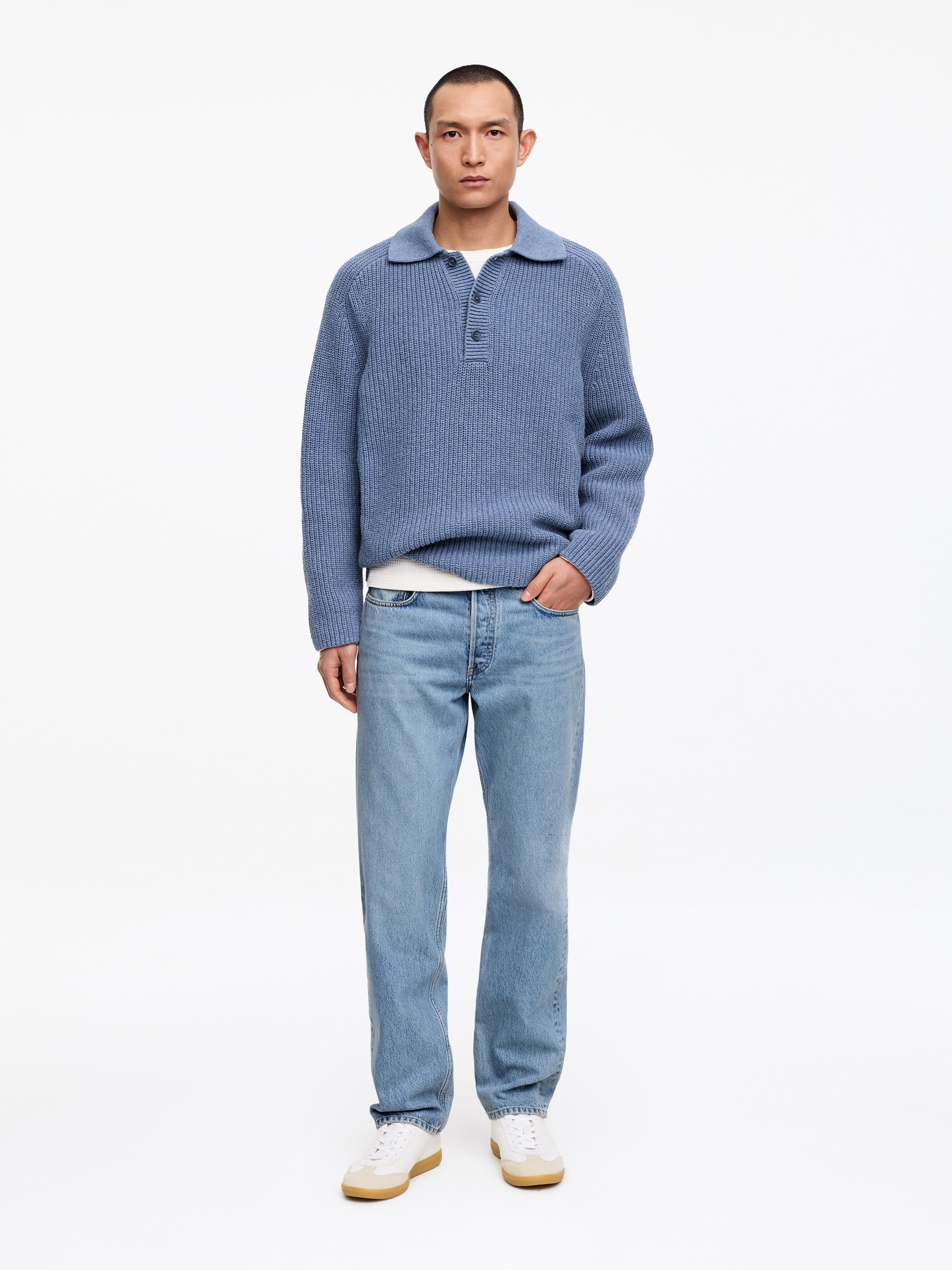 OCEAN Loose Straight Jeans-#6d88a0-14549