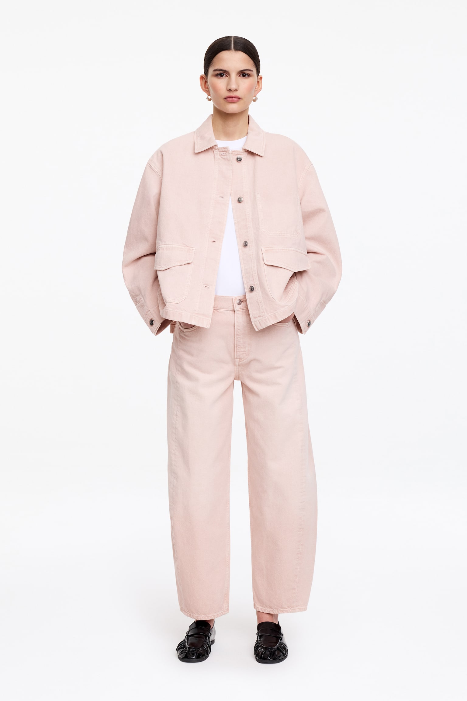 Boxy denim overshirt - Roze/Blauw - 1