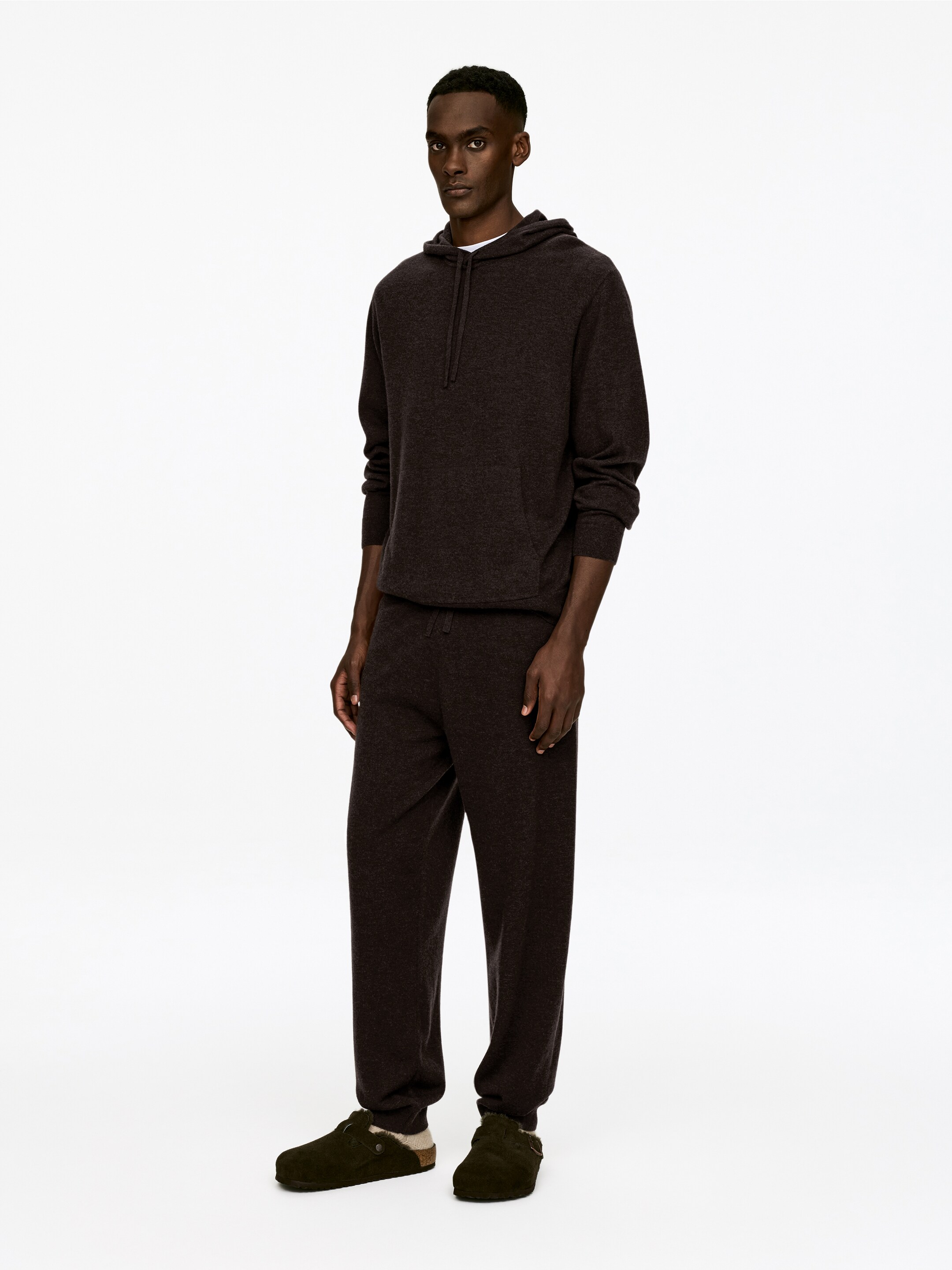 Преглед на по-голямо изображение: Плетен суичър с качулка от вълна и кашмир - Тъмнокафяво - МЪЖЕ | H&M BG 3