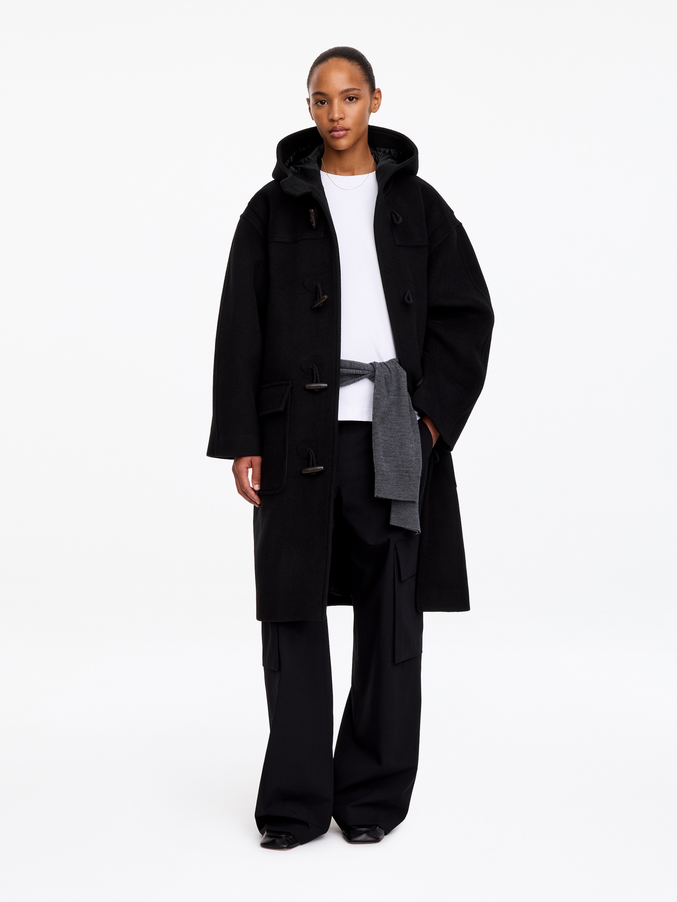 Wool-Blend Duffle Coat-Black-20553