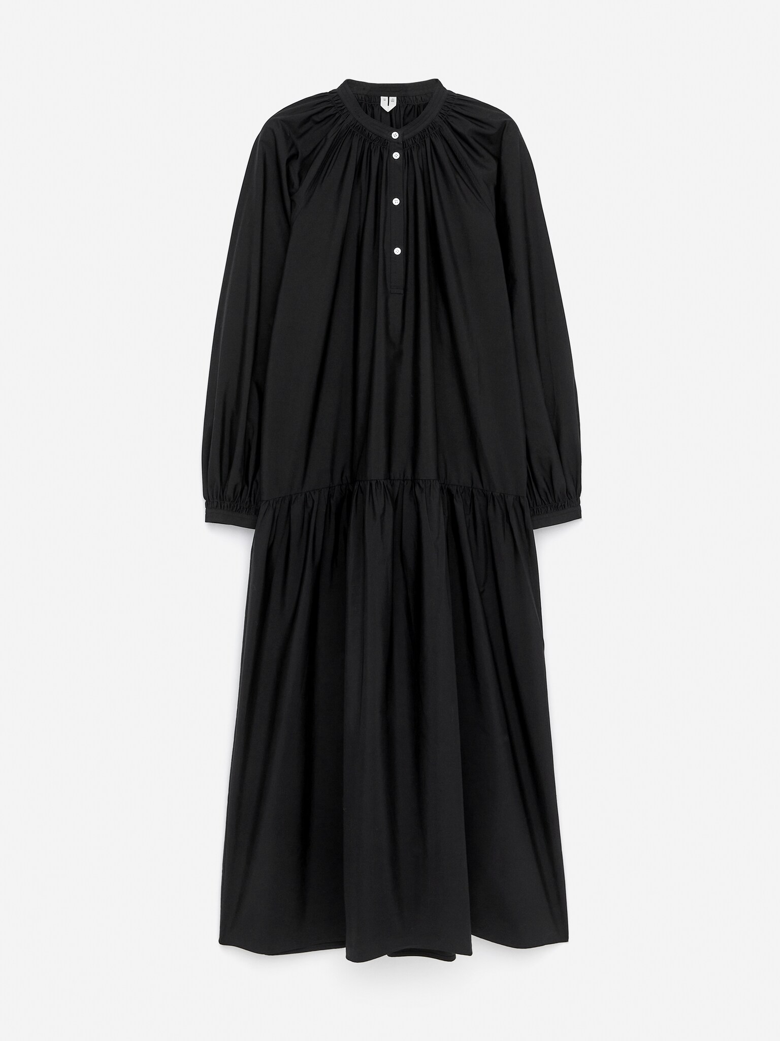 Cotton Midi Dress - Black - 2