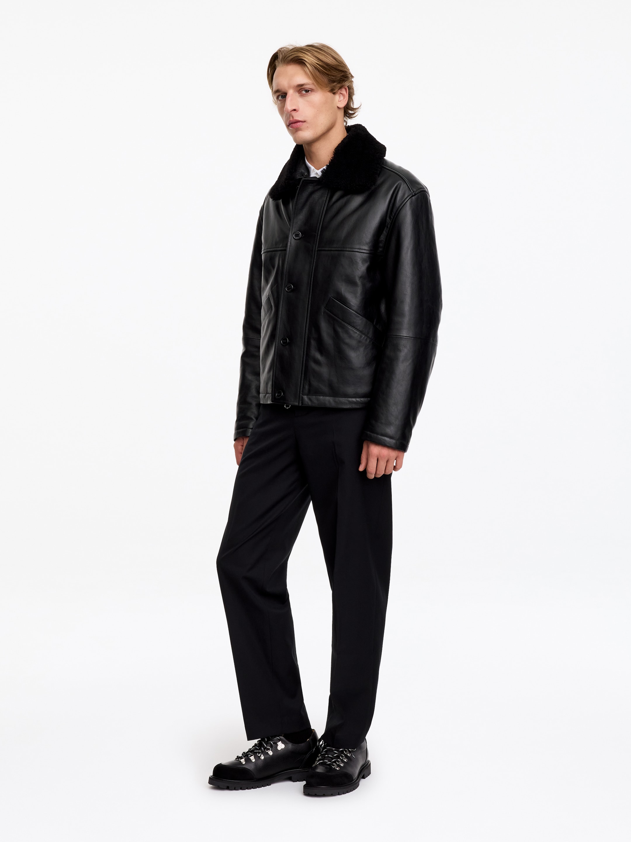 Leather Aviator Jacket - Black - Regular fit - men - StillMedia/Lookbook - 4