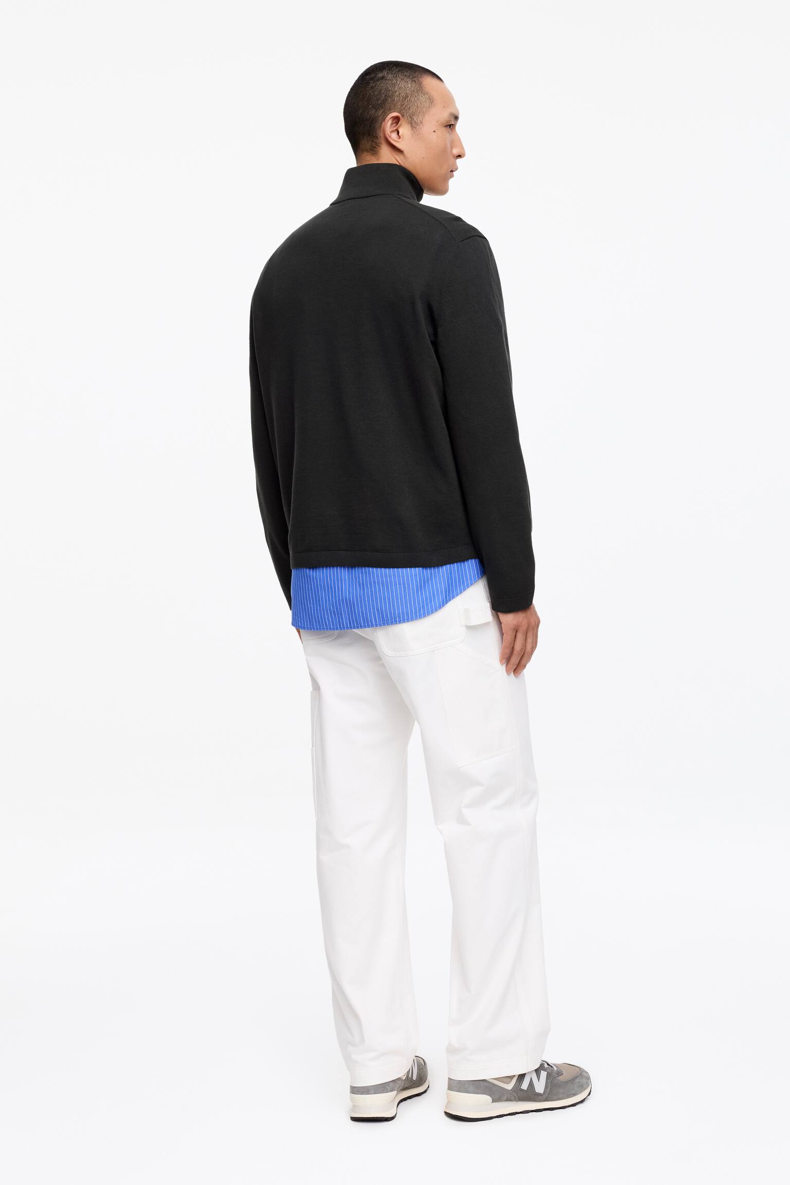 Maglione con mezza cerniera - Nero/Verde kaki - 3